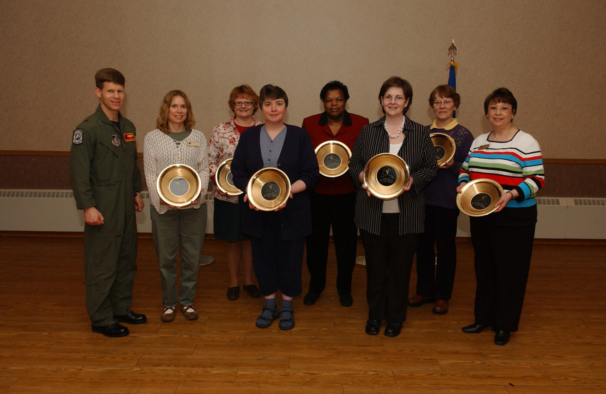 Local teachers display their recently recieved awards presented by the 354th Fighter Wing May 13, 2008, at Eielson Air Force Base, Alaska. (U.S. Air Force Photo/Airman 1st Class Jonathan Snyder)