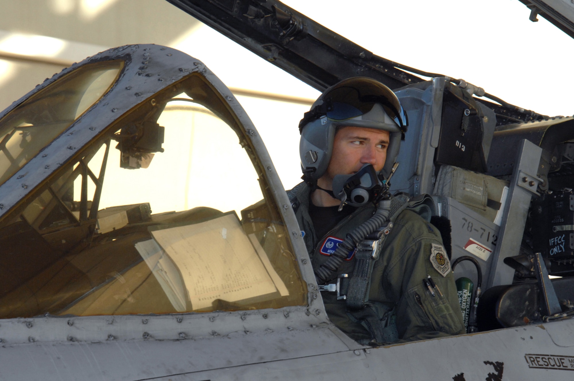 Lt. Col. Michael Millen, 354th Fighter Squadron Commander, speaks to a crewchief while performing a pre-flight inspection prior to take-off in an A-10 at D-M May. Colonel Millen and Colonel Kent Laughbaum, 355th Fighter Wing commander, flew the last two A-10 A-models belonging to the 354th FS to Hill Air Force Base, Utah to be upgraded to A-10Cs. (U.S. Air Force photo by Airman 1st Class Noah R. Johnson)