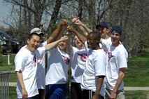 MINOT AIR FORCE BASE, N.D. -- Airmen, who volunteered for the America's Kid's Run May 17 at Bud Ebert Park here, prepare for the race. (U.S. Air Force photo by Airman 1st Class Benjamin Stratton)