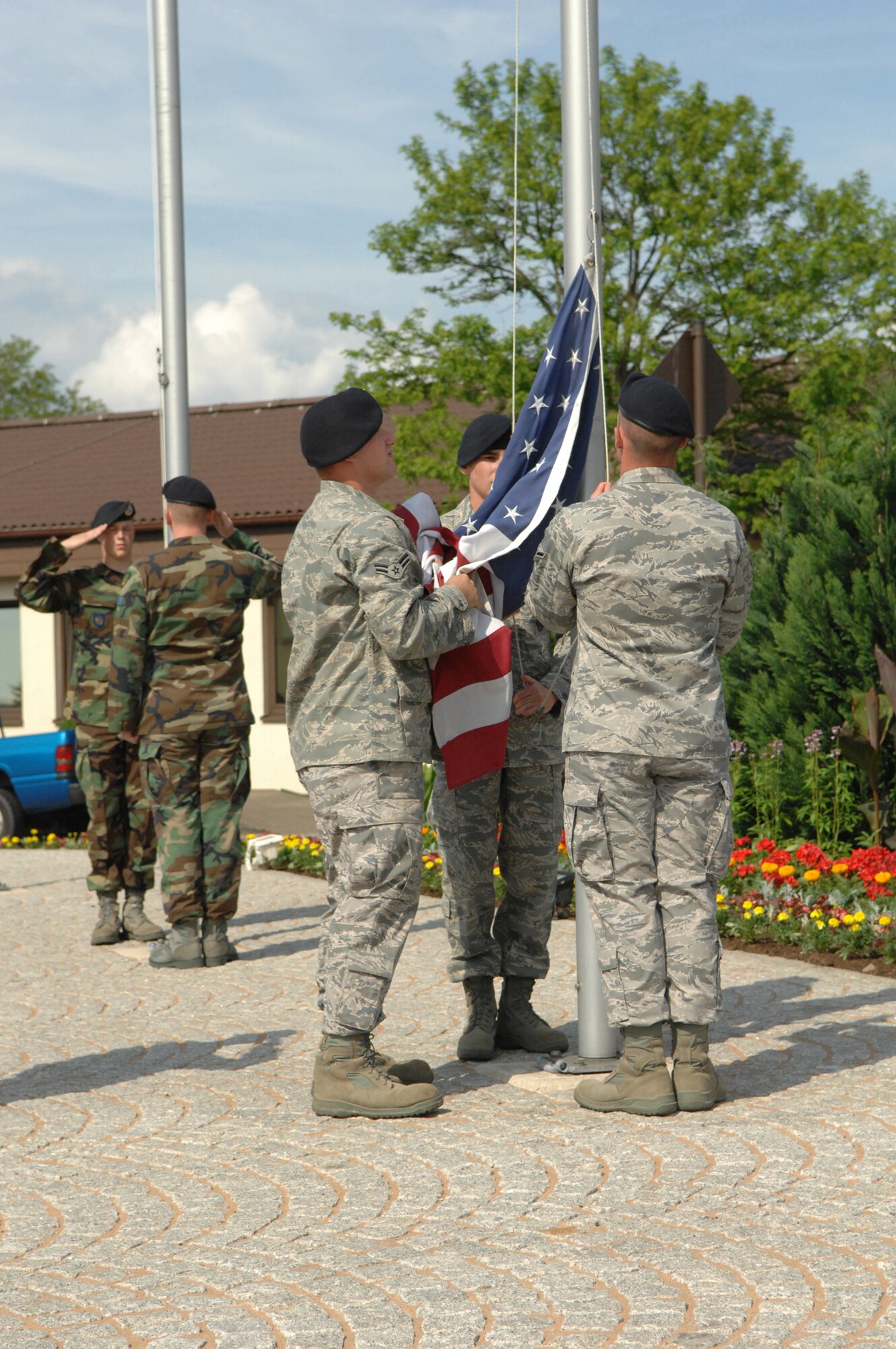 SPANGDAHLEM AB, Germany -- The 52nd Security Forces Squadron hosted several events in honor of Police Week, May 12-16, 2008.  The week culminated with a  formal retreat ceremony honoring fallen comrades lost in the line of duty. (U.S. Air Force Photo by Airman 1st Class Jenifer Calhoun)