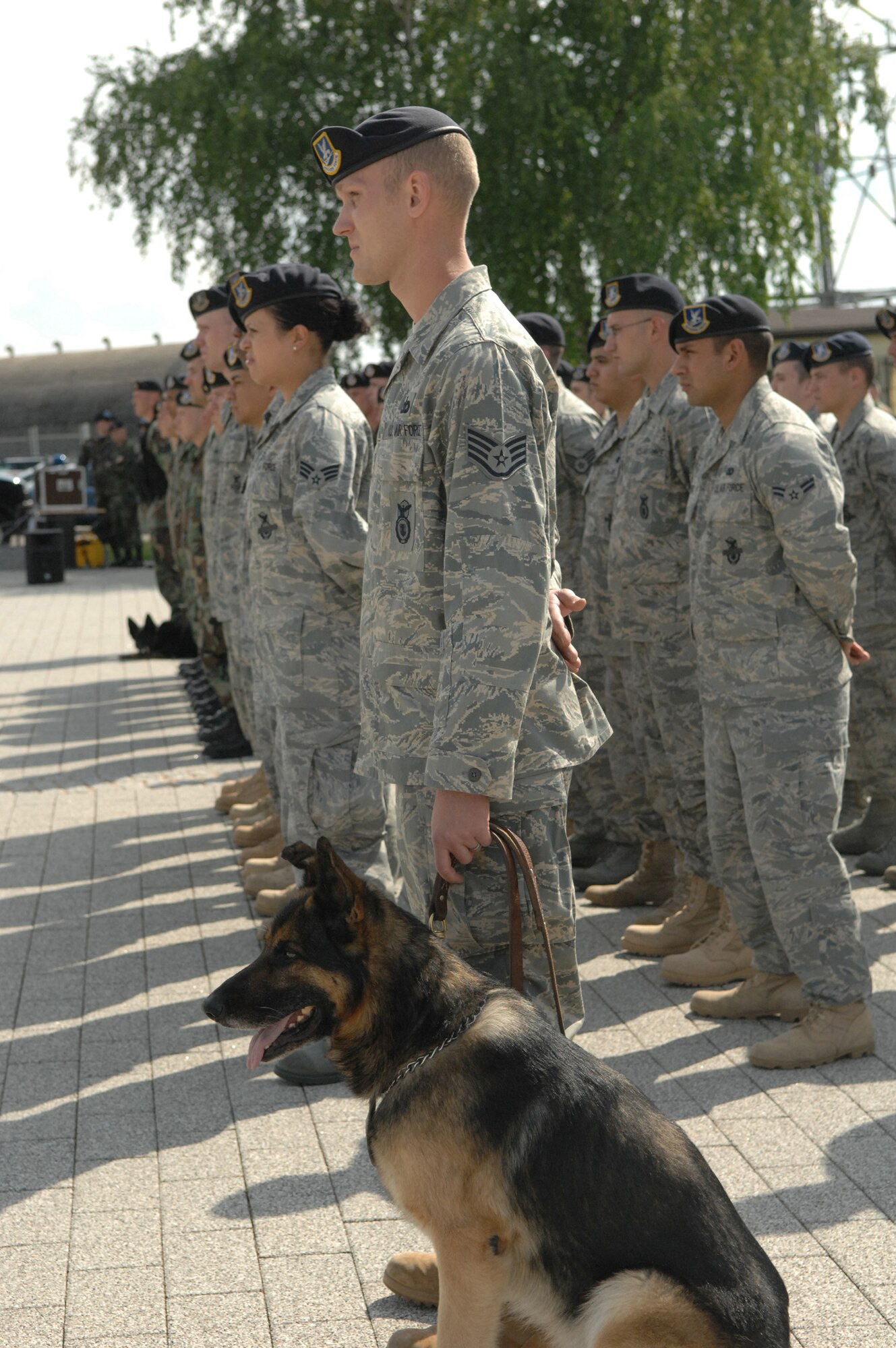 SPANGDAHLEM AB, Germany -- The 52nd Security Forces Squadron hosted several events in honor of Police Week, May 12-16, 2008.  The week culminated with a  formal retreat ceremony honoring fallen comrades lost in the line of duty. (U.S. Air Force Photo by Airman 1st Class Jenifer Calhoun)