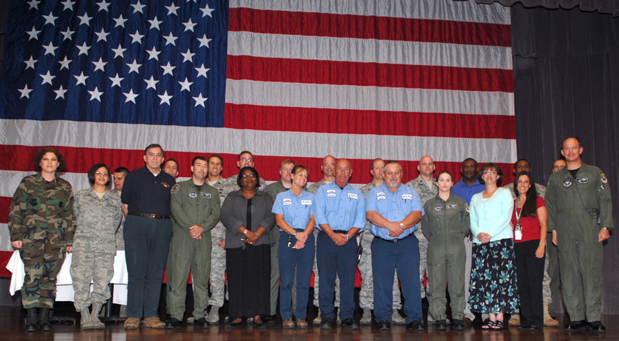 Twenty-four BLAZE Team members received BLAZE bullets from Col. Dave Gerber, 14th Flying Training Wing commander, for their top performance during the Operation Readiness Inspection and during the months of preparation that went into it.  The 14th FTW received an overall rating of satisfactory on the ORI. (U.S. Air Force photo by Mary Crump)

