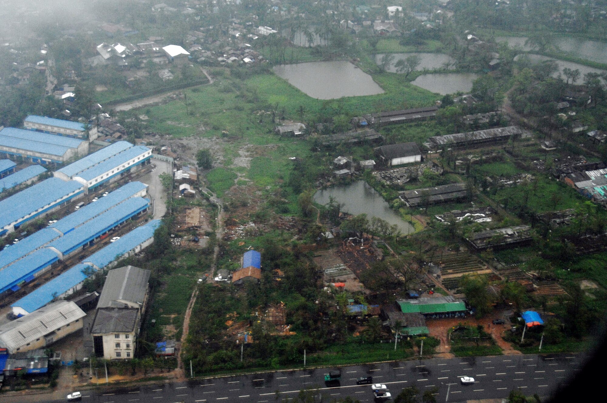 Shown is an aerial view of Burma May 19 from a U.S. Air Force C-130 delivering aid to the citizens of Burma. The country was devastated after Cyclone Nargis struck on May 2. (U.S. Air Force photo/Senior Airman Sonya Croston) 