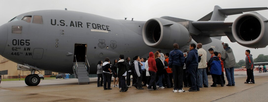 Children from more than 380 schools visited Andrews Air Force Base during its annual Joint Service Open House May 16.  The 2008 JSOH commemorated the 60th Anniversary of the Berlin Airlift and showcased the Navy Blue Angels, the Army's Golden Knights and a wide variety of both military and civilian air and ground demonstrations. (U.S. Air Force photo/Senior Airman Steven R. Doty)