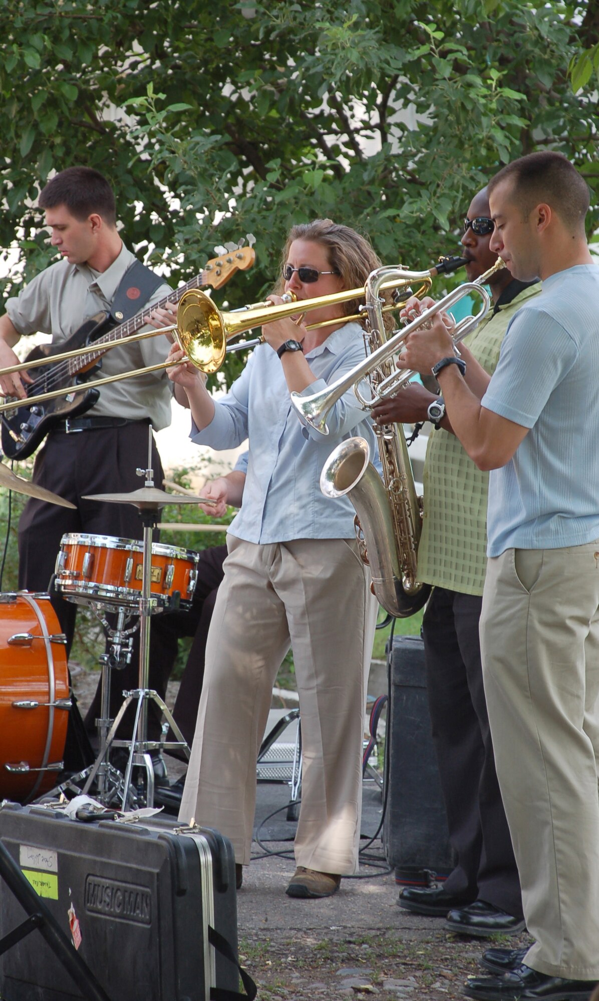 (08/05/25) MANAS AB, KYRGYZSTAN -- U.S. Air Forces Central Band Thunder Roll, performs at the Belovodosky Orphanage.  The AFCENT band performed at the orphanage and explained the different instruments the band uses during their visit.  (U.S. Air Force/TSgt Jerome Baysmore/ Released)