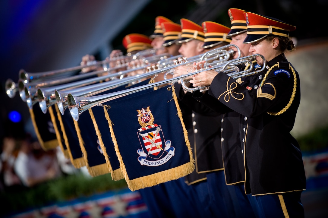 The U.S. Army Herald Trumpets perform at the 2008 National Memorial Day Concert on the lawn of the U.S. Capitol, Washington D.C., May 25, 2008. 