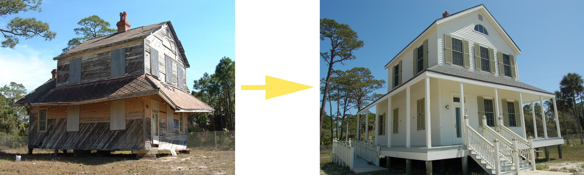 EGLIN AIR FORCE BASE, Fla. -- The "Sleeping Beauty" keeper's quarters structure, located on Eglin property in Gulf County, Fla., is one of four contributing structures that make up the Cape San Blas historic site./U.S. Air Force photos