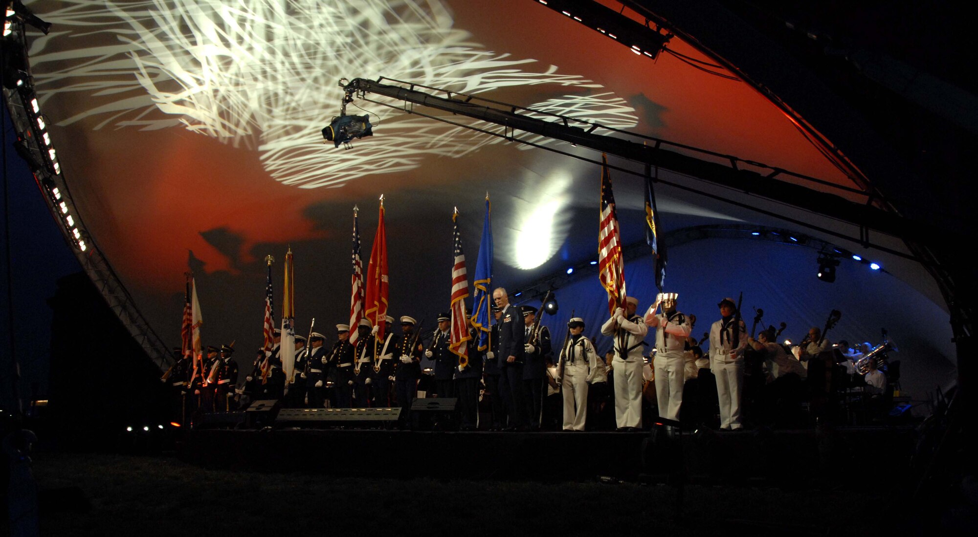 Colonel Robert S. Arthur (center) introduces honor guards from all four branches of the military and the U.S. Coast Guard, May 25, 2008, at the Kansas City Symphony's "Celebration at the Station" Memorial Day observance.  The annual event, held at Kansas City's Union Station and World War I Liberty Memorial, attracts 40,000 spectators who enjoy patriotic music performed by the symphony, as well as ceremonies honoring America's armed forces.  Colonel Arthur is the commander of the 442nd Fighter Wing, an Air Force Reserve A-10 Thunderbolt II-unit based at Whiteman Air Force Base, Mo. (U.S. Air Force photo/Maj. David Kurle)
