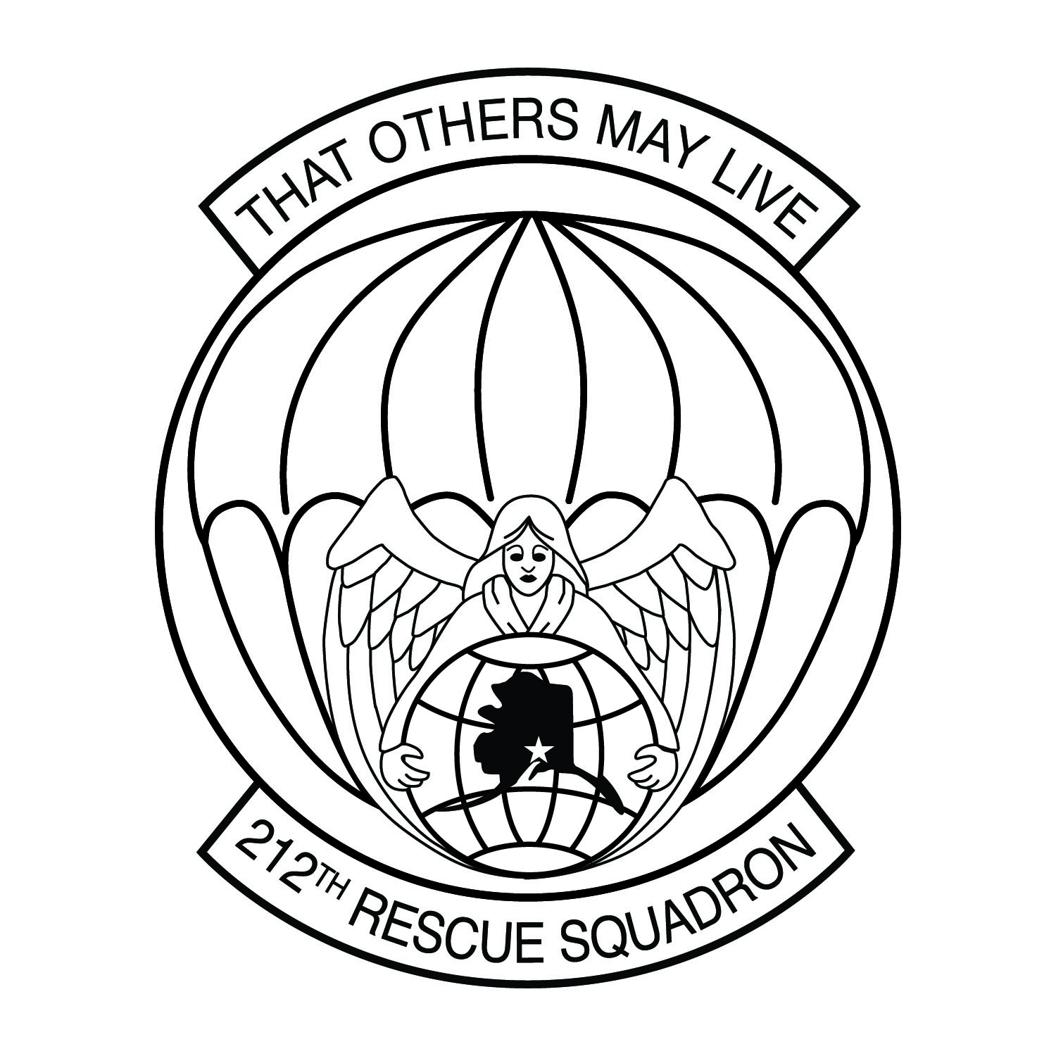 212th Rescue Squadron Emblem Black And White