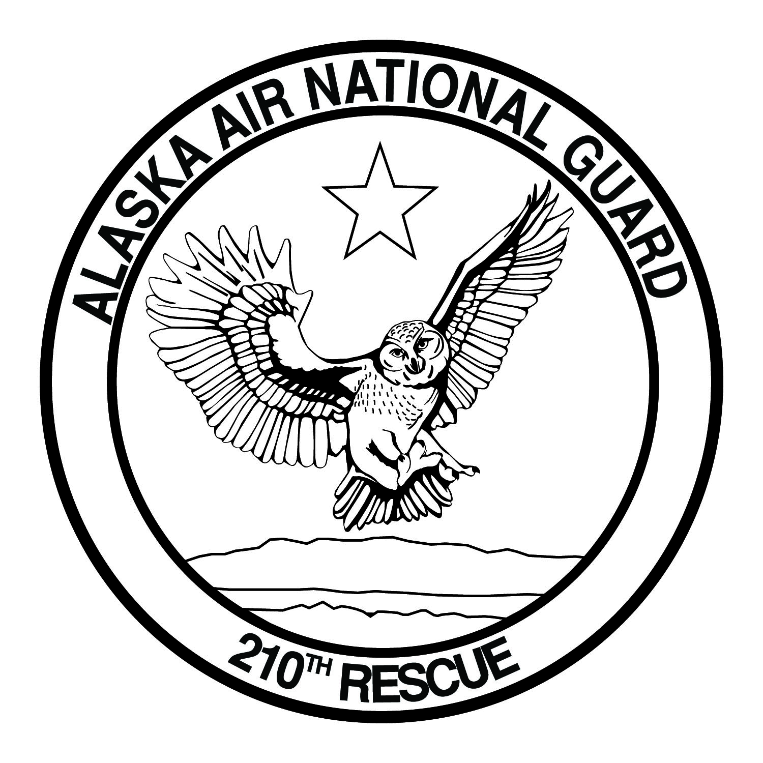 210th Rescue Squadron Emblem Black And White