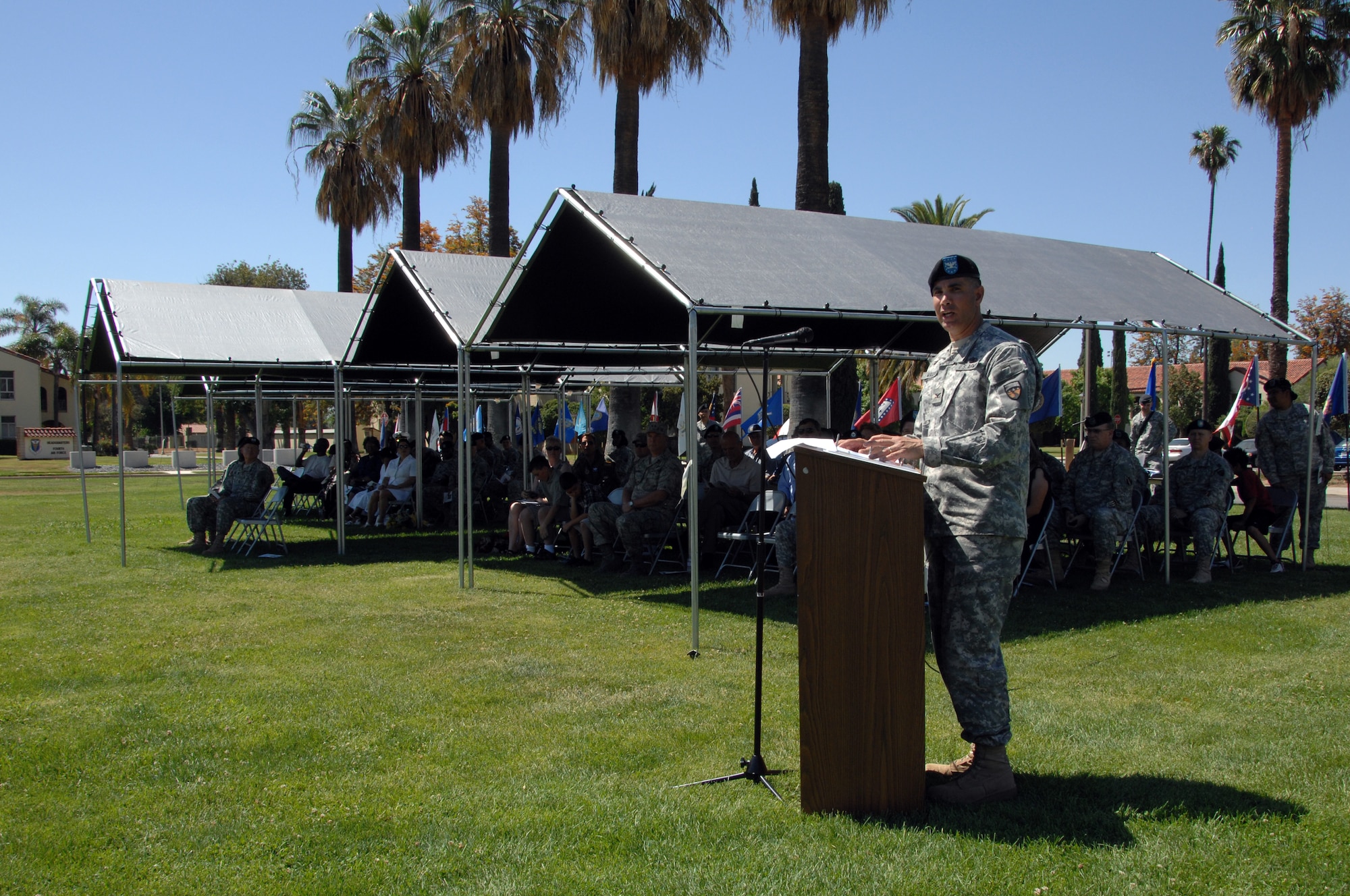 Col. Gregory S. Maida, out-going 304th SB commander, addresses the crowd. (U.S. Air Force photos by TSgt. Julie Avey, 163 RW)