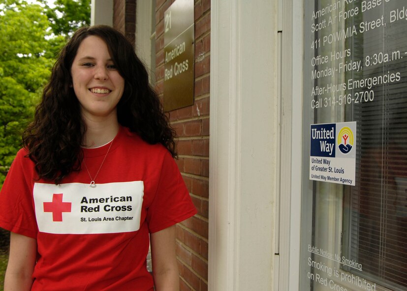 SCOTT AIR FORCE BASE, Ill. --Tabitha Pitt is a volunteer for American Red Cross YouthCorps who volunteers her time throughout the year to help The Red Cross’ mission of helping other people. The Red Cross provides disaster relief, disaster preparedness, blood drives, nurses and volunteer opportunities. (U.S. Air Force photo/Senior Airman Mildred Guevara)