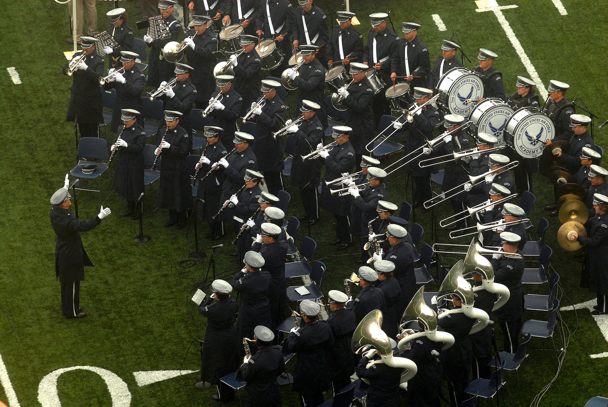 The U.S. Air Force Academy Band plays during the Class of 2008 Academy graduation ceremony at Falcon Stadium May 28.   The Class of 2008 graduated 1,012 cadets who will enter the Air Force as second lieutenants.   (U.S. Air Force photo/David Armer)
