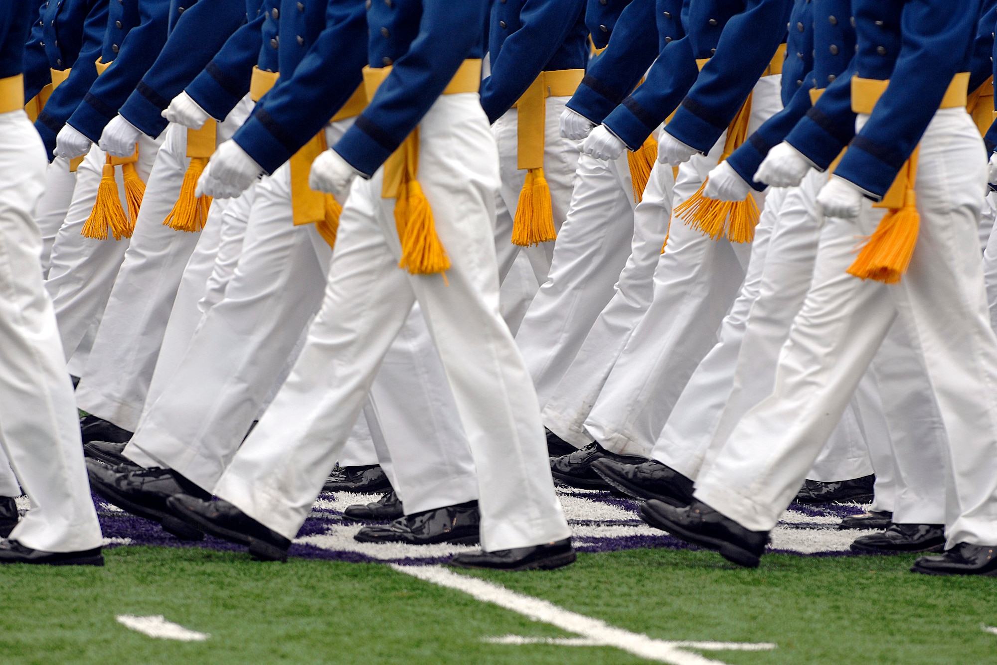 Cadets from the U.S. Air Force Academy class of 2008 march into Falcon Stadium May 28 for the graduation ceremony. (U.S. Air Force photo/Dave Ahlschwede)
