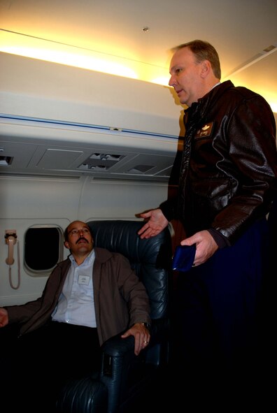 Leaders from California and Illinois enjoyed learning about the 932nd Airlift Wing from Col. Jeff Johnson, the vice commander at the 932nd in Illiniois, during a recent tour.  The project was designed to help educate and inform others about the mission.  U.S. Air Force photo/Maj. Stan Paregien