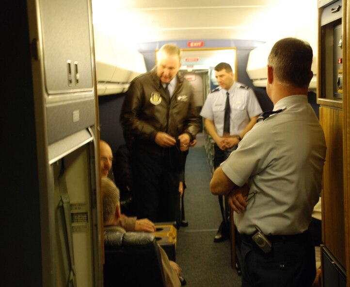 This flight started with an early showtime of 0430 a.m.  Pilots from the 932nd Airlift Wing tell civic leaders about the C-9C aircraft as they enjoyed learning about the 932nd Airlift Wing and its various missions.  Thirty-nine civic leaders, including mayors, primarily from Southern California, the Chicago region and a few communities surrounding Scott Air Force Base went on the flight.  The event was designed to help educate and inform the public about the mission.  Photo/Maj. Stan Paregien