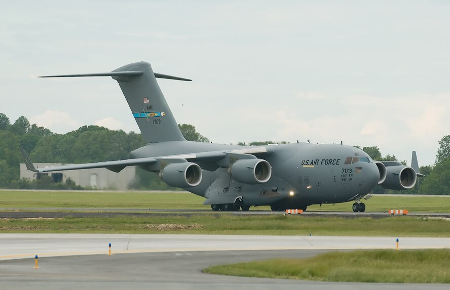 Lt. Gen. John L. “Jack” Hudson, Aeronautical Systems Center commander, Wright-Patterson Air Force Base, Ohio, brings Dover Air Force Base’s newest C-17 Globemaster III in for a landing as part of an arrival ceremony May 22.  Within 24 hours of landing, Dover AFB’s newest C-17 departed Dover on a routine channel mission to deliver cargo to Southwest Asia.  The plane completed its first mission and returned to Dover AFB May 27.  (U.S. Air Force Photo/Jason Minto)  