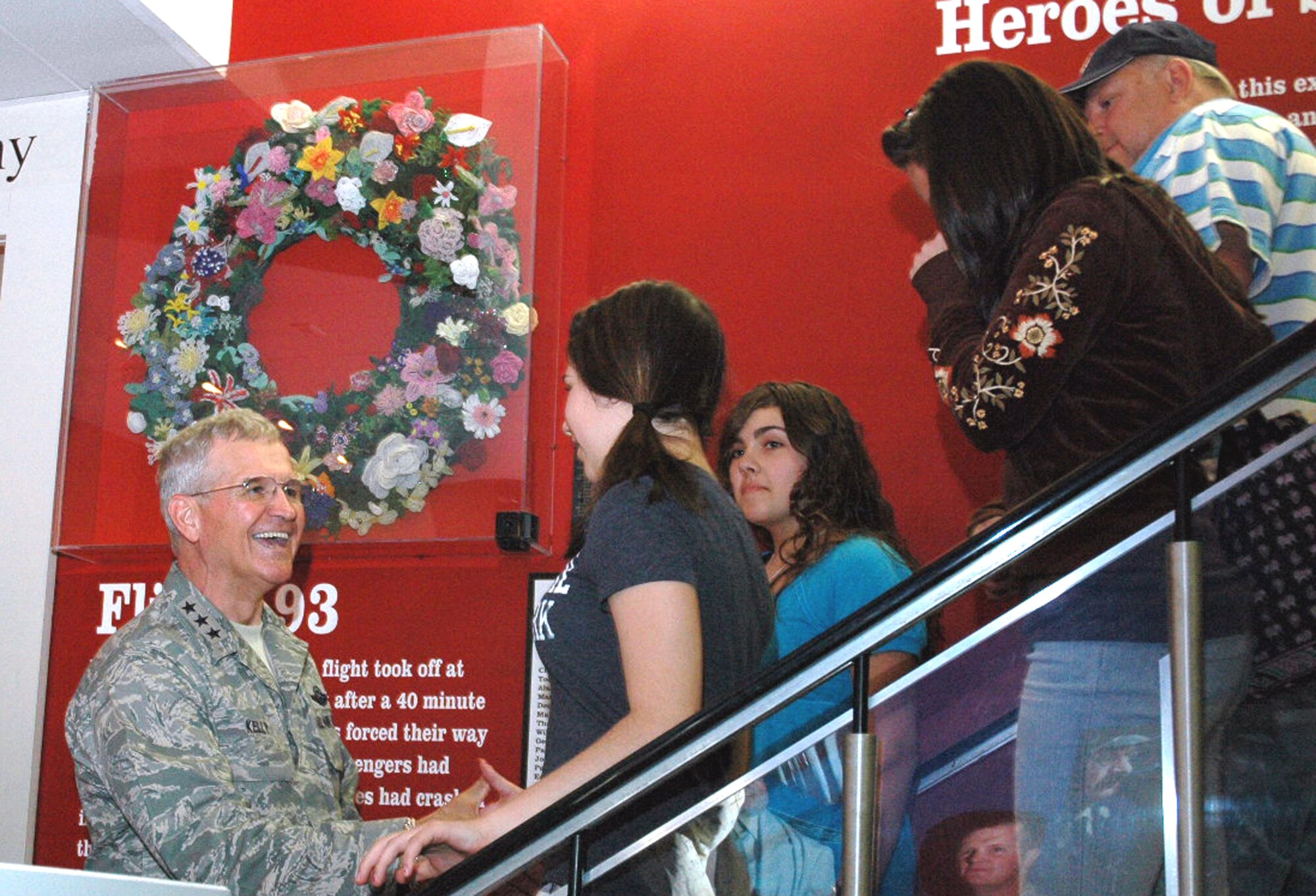 Lt. Gen. Chris Kelly, vice commander of Air Mobility Command, greets with children in the National Liberty Museum in Philadelphia, Penn., May 29, 2008, as part of activities for Air Force Week in Philadelphia.  General Kelly gave a speech at the museum as well highlighting the importance of humanitarian airlift and Air Mobility Command's role in the global war on terror.  (U.S. Air Force Photo/Tech. Sgt. Scott T. Sturkol)