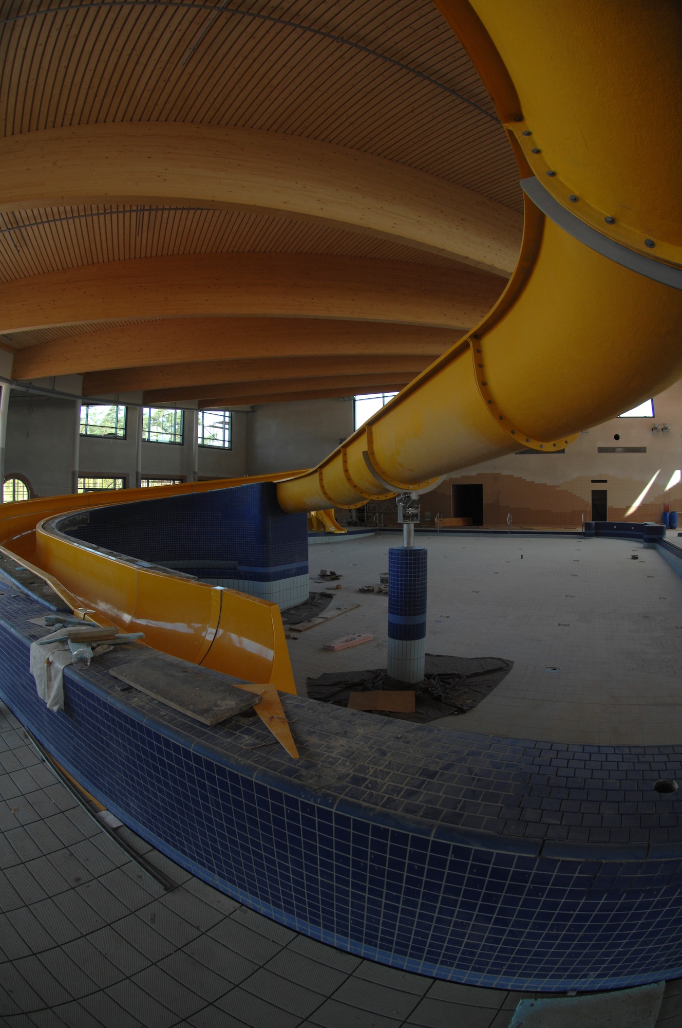 Ramstein's indoor aquatic center nears 90 percent completion, May 1. The indoor aquatic center's opening ceremony is scheduled for July 1.  Photo by Airman 1st Class Amber Bressler