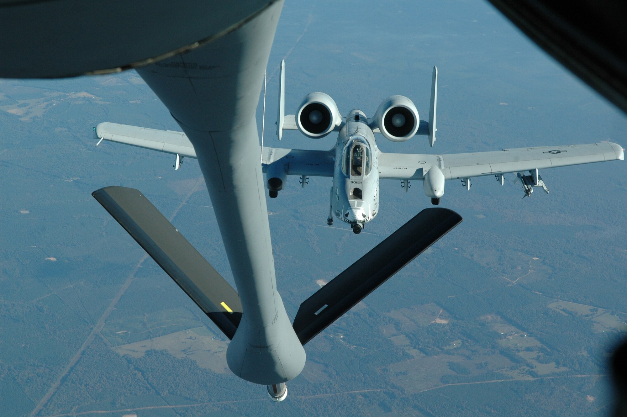 During a 917th Wing sponsored Civic Leader Tour, October 29-30, to Wright Patterson AFB, Ohio, a group of 30 civic leaders observed an in-air refueling of an A-10 by a 931st Air Refueling Group, KC-135 after taking off from Barksdale AFB, La. The tour was to familiarize them with the 917th Wing and the Air Force Reserve. (Photo by Tech. Sgt. Zarcariaous Presha, 2d Bomb Wing Protocol)