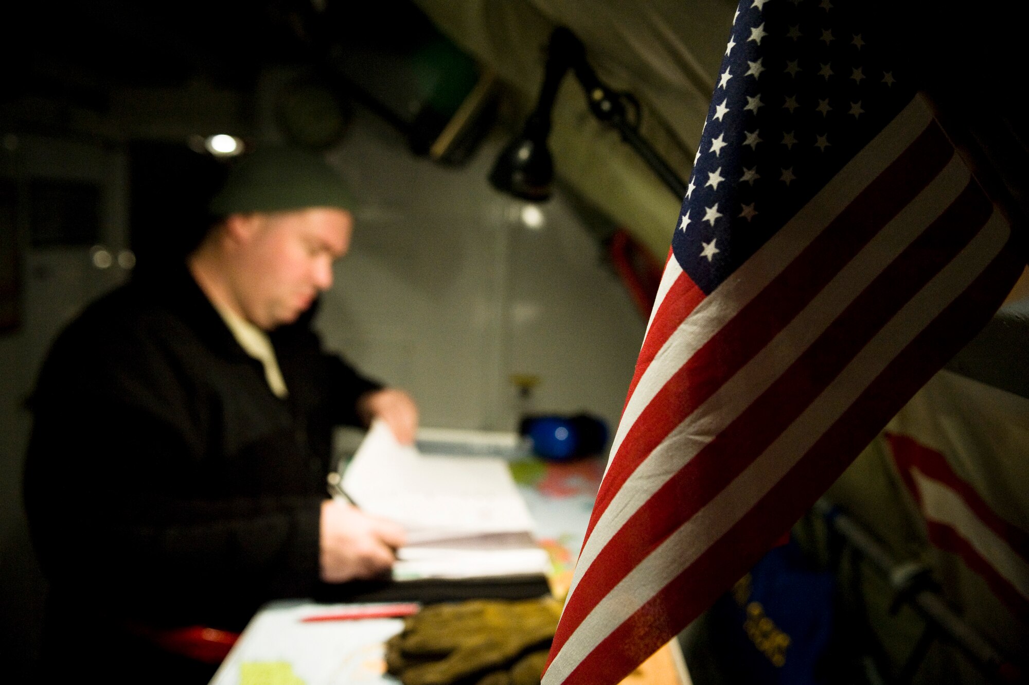 Tech. Sgt. James Houston goes over his technical order while performing maintenance on a KC-135R Stratotanker during a 354th Fighter Wing and 168th Air Refueling Wing combined Operational Readiness Exercise Nov. 1, 2008, at Eielson Air Force Base, Alaska. The 168th ARW mission is to train and equip KC-135R combat crews to provide air refueling in support of operations in the Pacific region. Sergeant Houston is a crew chief assigned to the 168th Air Refueling Wing.  (U.S. Air Force photo/Senior Airman Jonathan Snyder)