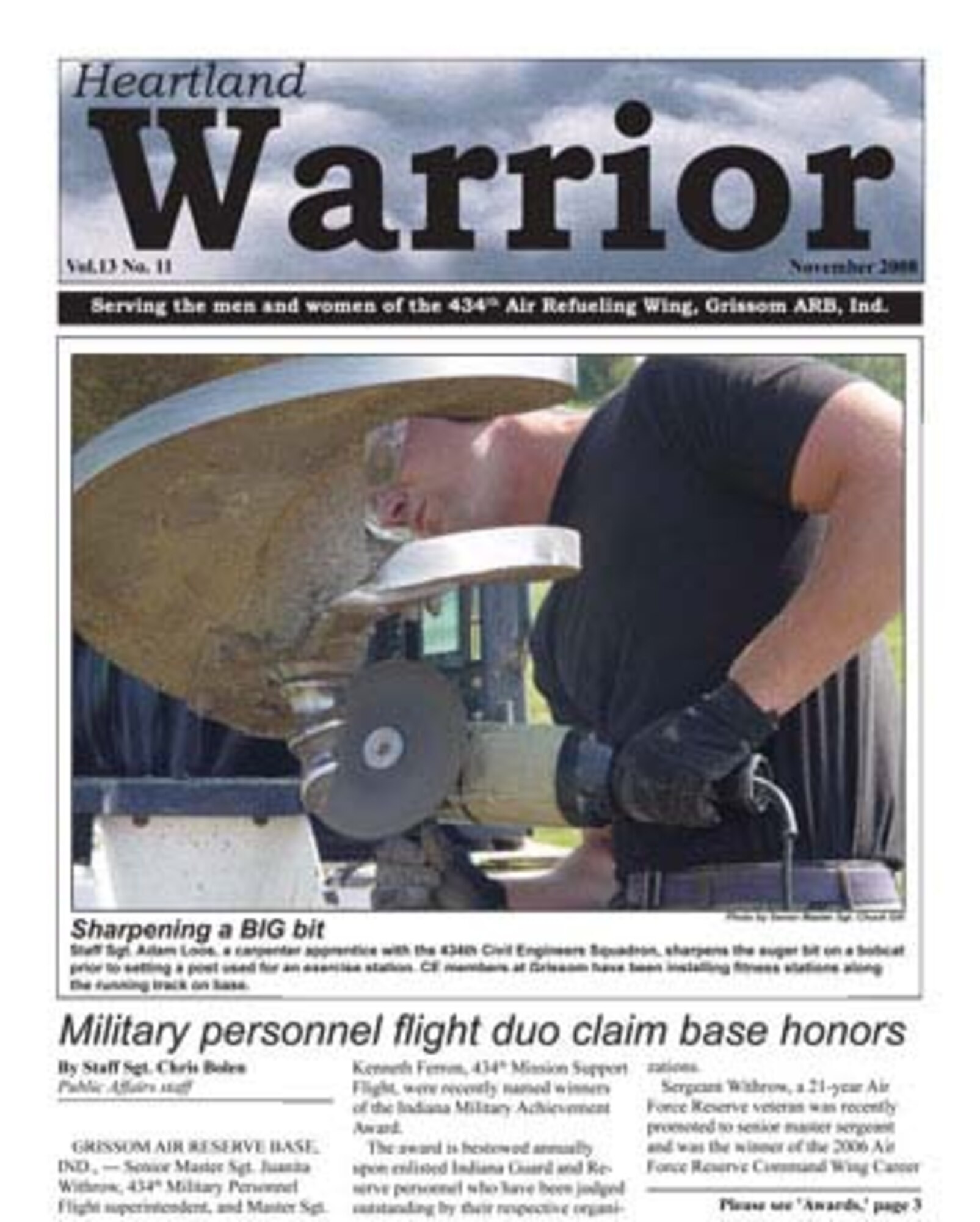 GRISSOM AIR RESERVE BASE, Ind., -- The Heartland Warrior is Grissom's official E-Paper. The November 2008 edition contained eight pages of stories, photos and features.  