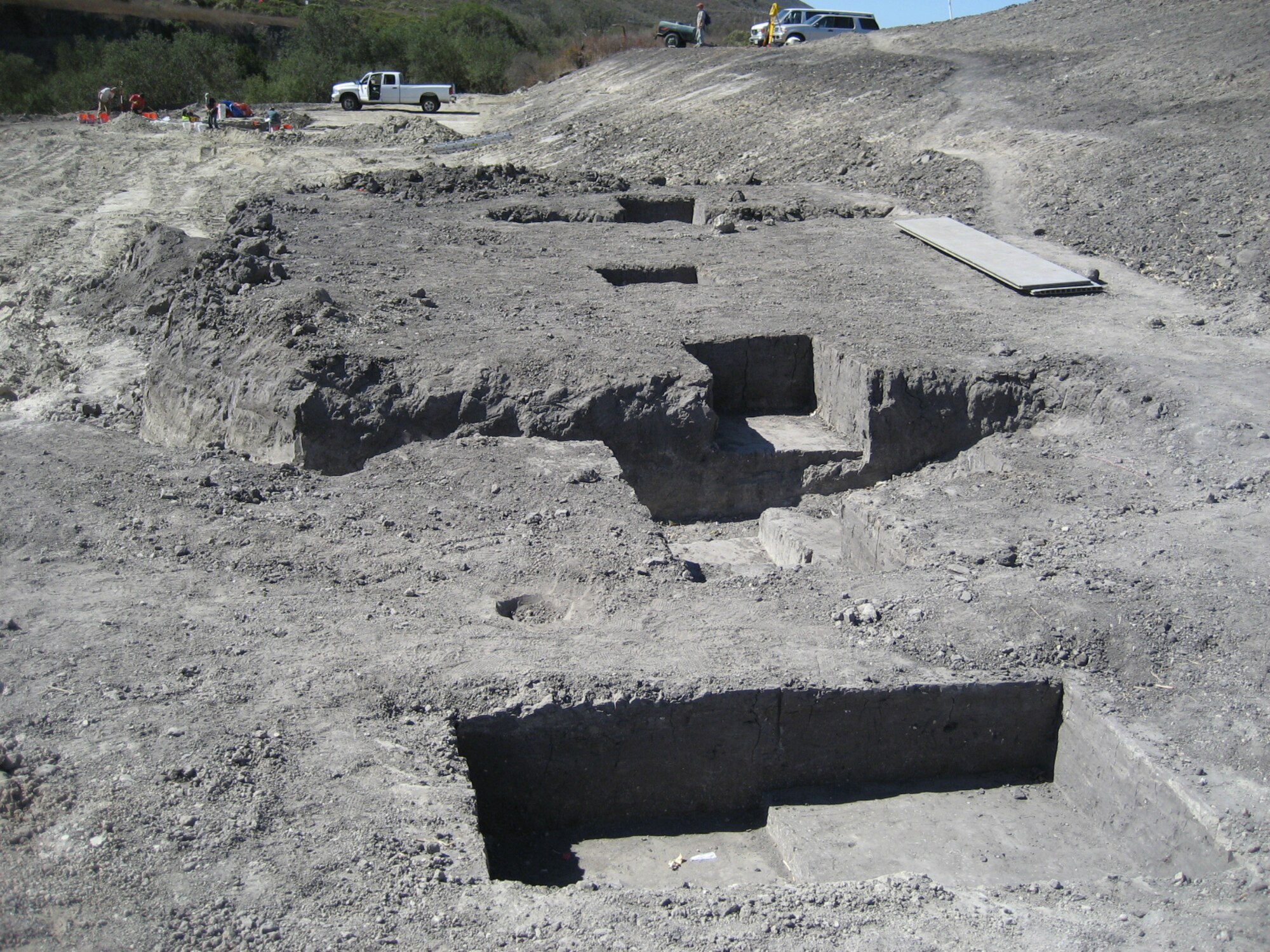 VANDENBERG AIR FORCE BASE, Calif. --  Surveying leading up to the San Antonio Creek restoration project discovered an archeological site in the area. This gave a unique opportunity for the 30th Civil Engineer Squadron archeological and heavy equipment teams to work together. (Courtesy photo)