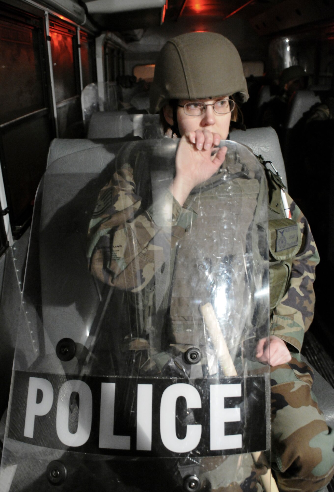 Tech. Sgt. Debora McGee waits Nov. 3, 2008, at Eielson Air Force Base, Alaska. Sergeant McGee is with the 354th Security Forces Squadron, and is prepared to take action during an operational readiness exercise. (U.S. Air Force photo/Airman Laura Max) (Released)