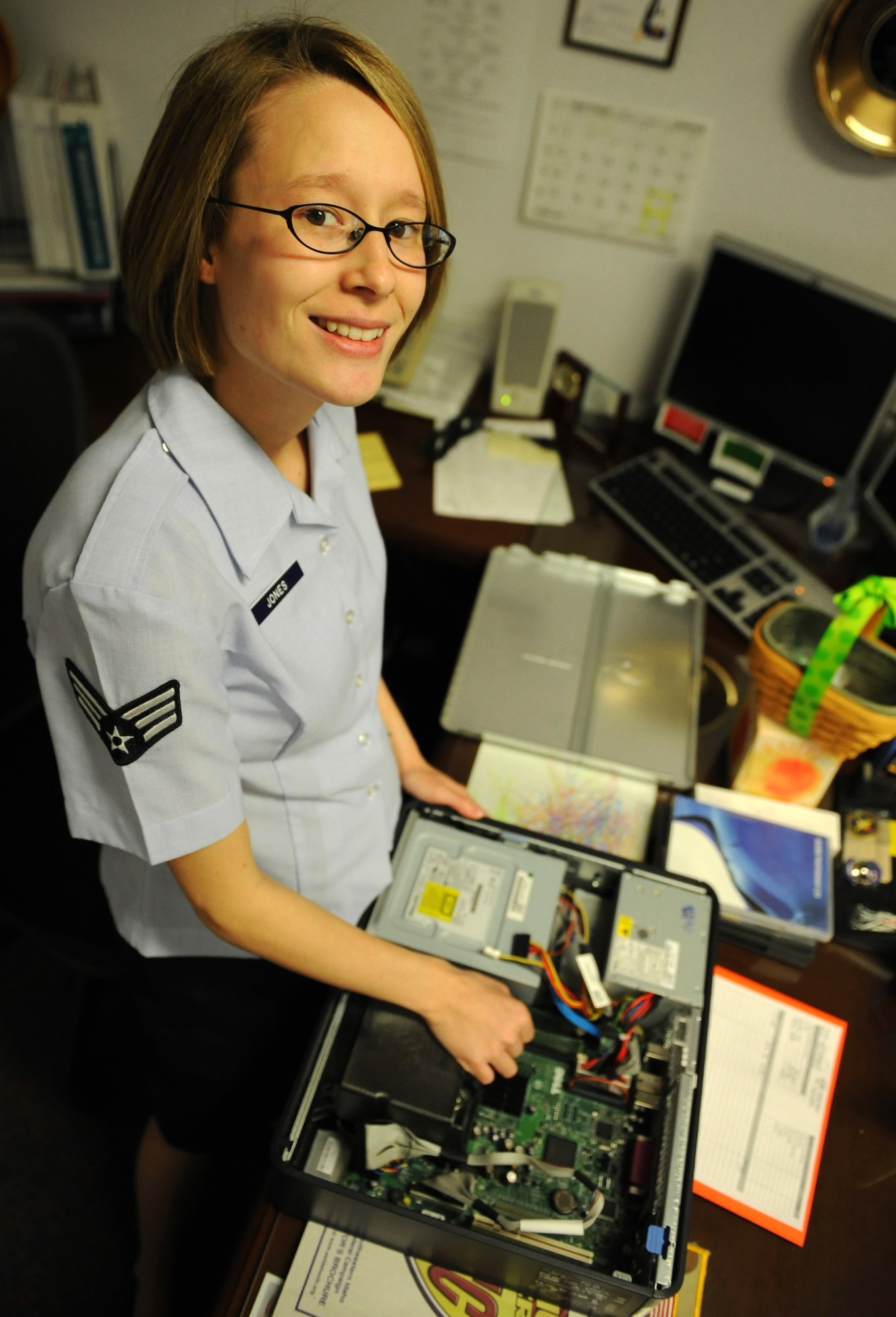 MOUNTAIN HOME AIR FORCE BASE, Idaho - Senior Airman Jones, 366th Fighter Wing, serves as an information manager for the wing staff. (U.S. photo/ Airman 1st Class Stephany Miller)