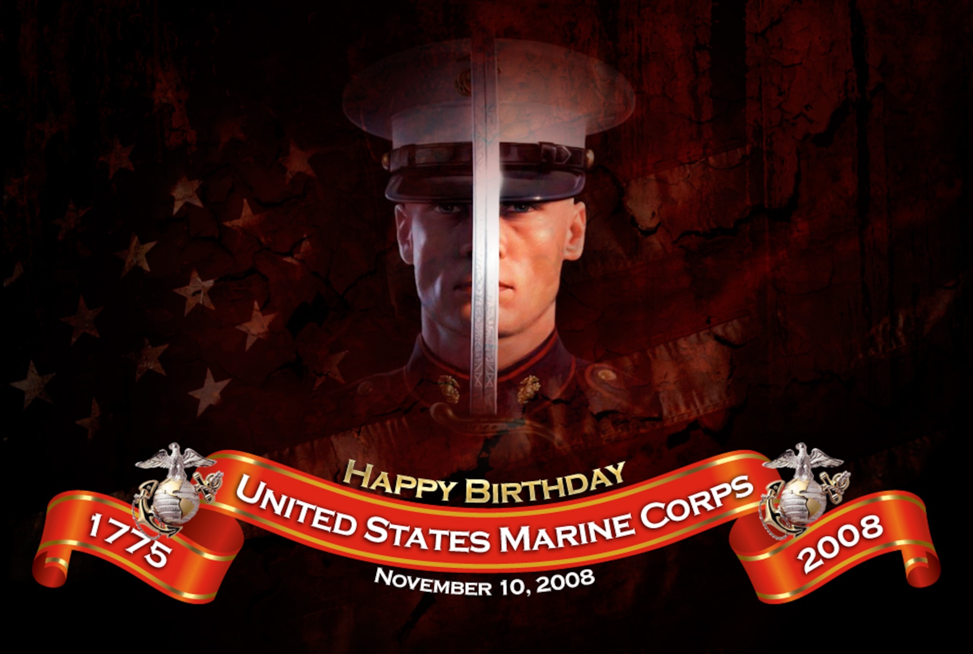 The U.S. Marine Corps celebrates its 233rd birthday, Nov. 10, 2008.  (U.S. Air Force graphic/Luke Borland)
