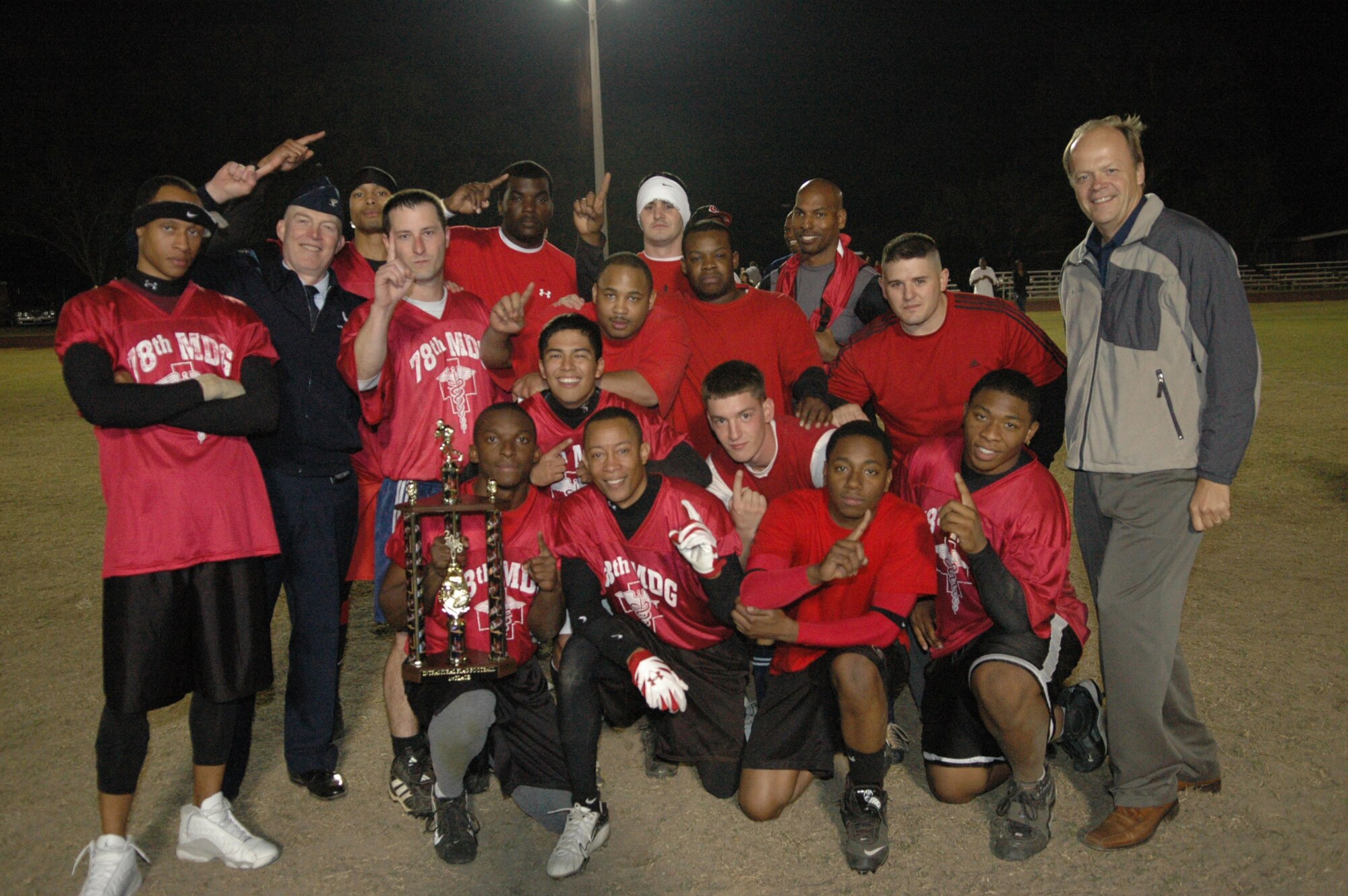 Flag Football championship winners were the 78th Medical  Group. Second place was the 78th Security Forces Squadron and third place was the 581st SMXG.  U. S. Air Force photo by Sue Sapp