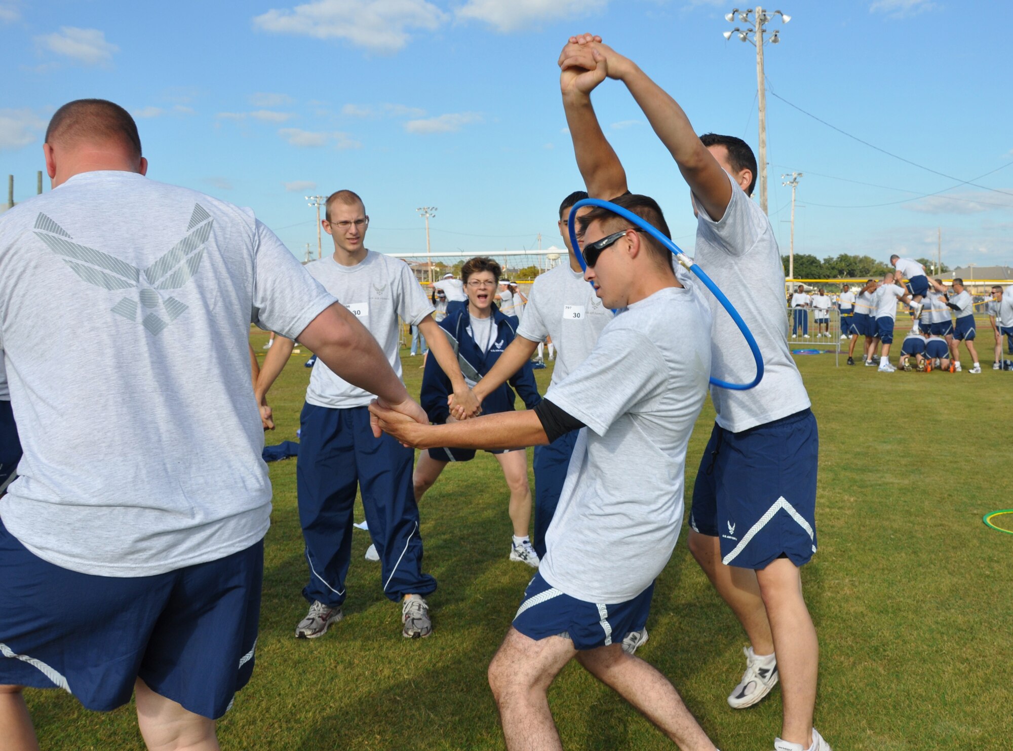 EGLIN AIR FORCE BASE, Fla. -- Team 30 overcomes the Hoop challenge during the Wingman Day events. (U.S. Air Force photo/Staff Sgt. LuCelia Ball)