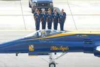 11/2/2008 - The Navy Blue Angels prepare for takeoff during AirFest 2008 at Lackland Air Force Base, Texas. (USAF photo by Alan Boedeker)