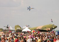 11/1/2008 - The Navy Blue Angels perform above the crowd during AirFest 2008 at Lackland Air Force Base, Texas. (USAF photo by Robbin Cresswell)