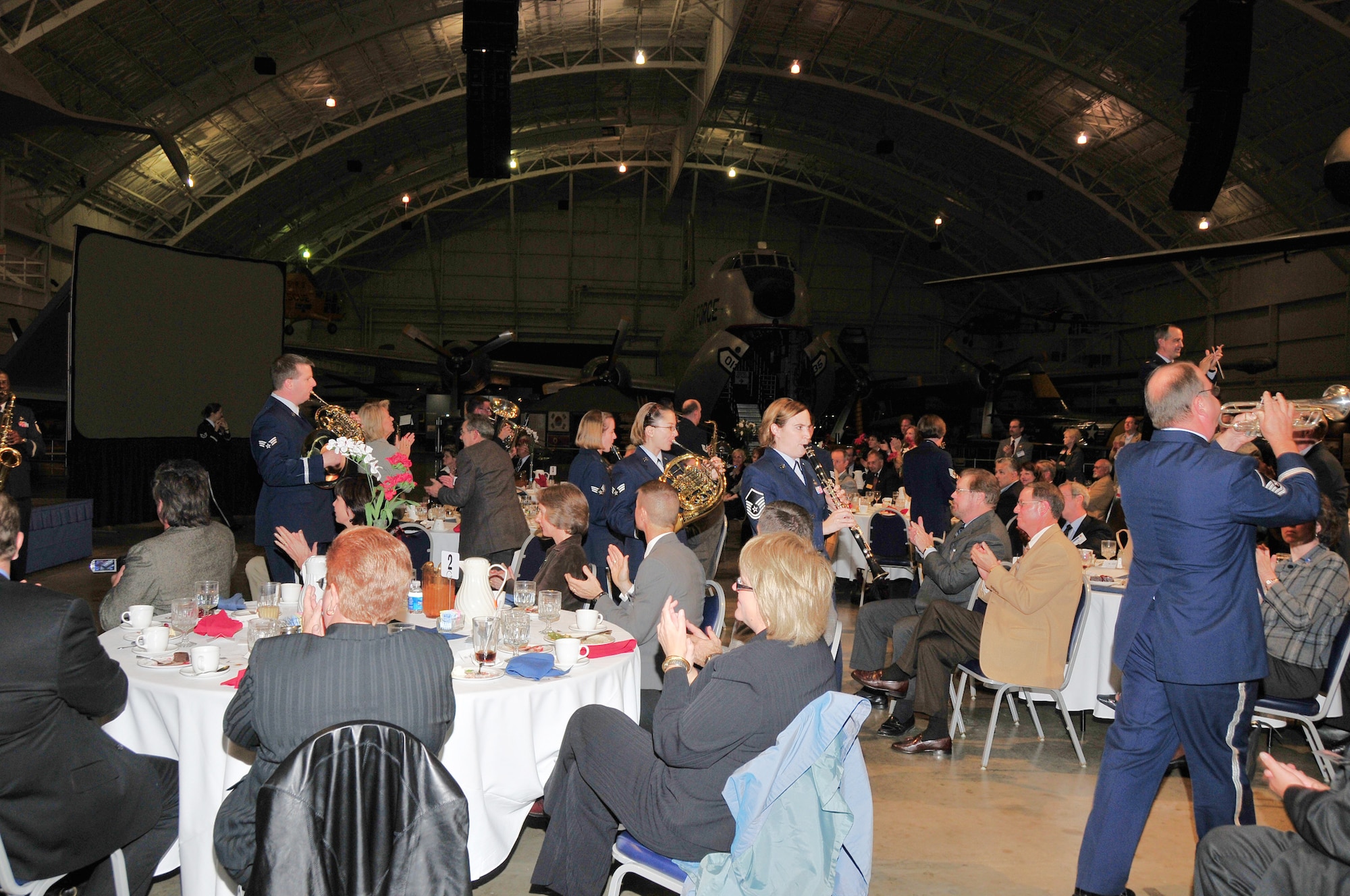 WRIGHT-PATTERSON AFB, Ohio - The 445th Airlift Wing hosted a group of civic leaders from the Barksdale AFB, La. area Oct. 29-30, 2008.  The tour included a dinner at the National Museum of the U.S. Air Force with a performance by the Air Force Band of Flight. (Courtesy photo/Bill Richard)
