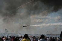 11/2/2008 - The crowd looks on as Tora! Tora! Tora! reenacts the bombing of Pearl Harbor during AirFest 2008 at Lackland Air Force Base, Texas. (USAF photo by Penny Lindley)
