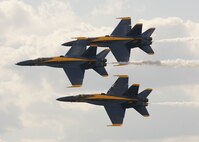 11/1/2008 - The one-of-a-kind Navy Blue Angels demonstration team performs during AirFest 2008 at Lackland Air Force Base, Texas. (USAF photo by Robbin Cresswell) 