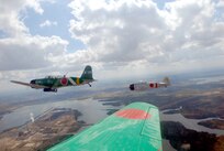 10/31/2008 - Tora! Tora! Tora! fly in formation while practicing for AirFest 2008 at Lackland Air Force Base, Texas. (USAF photo by Alan Boedeker)