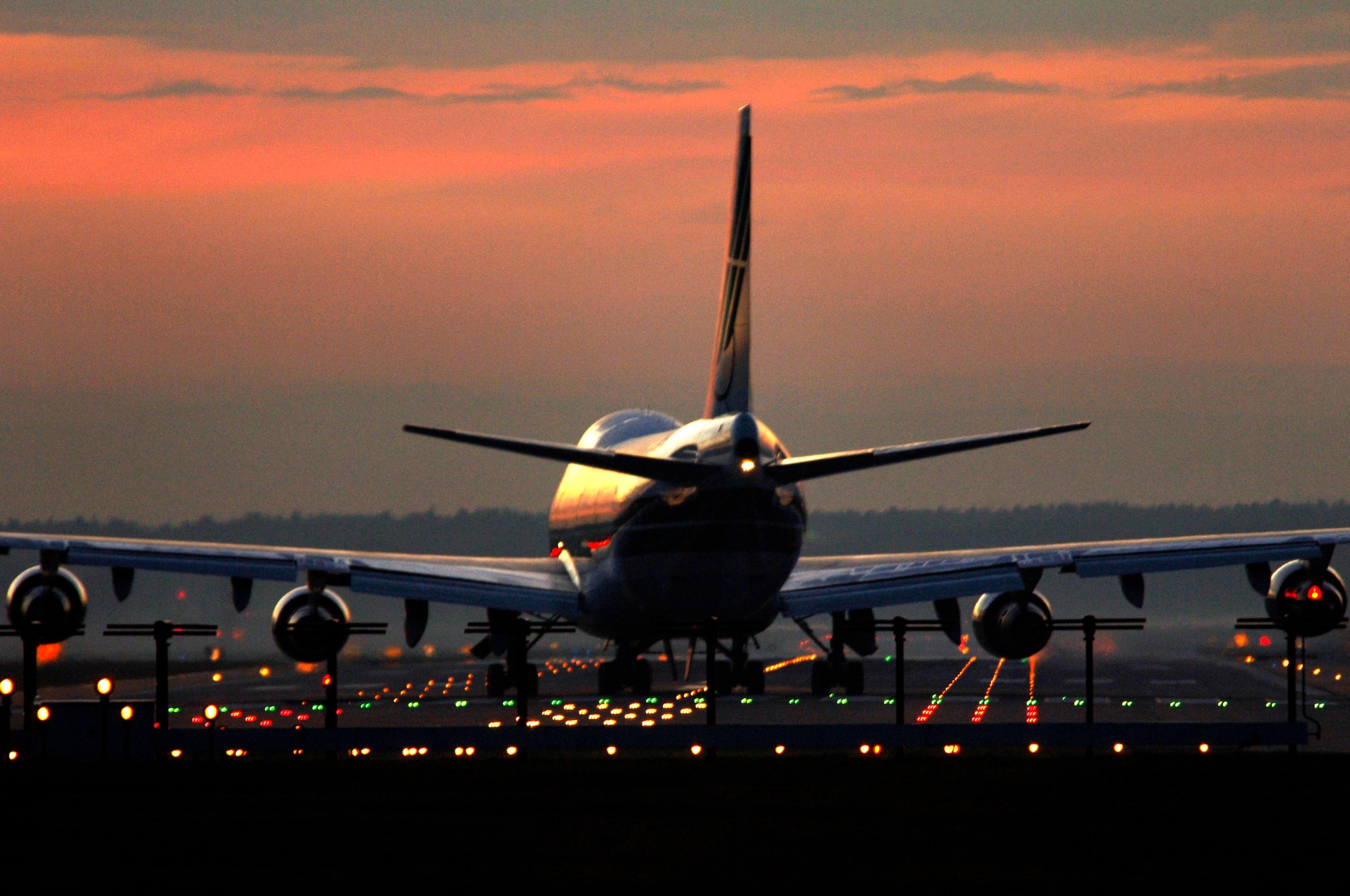 A Boeing 747-200 aircraft prepares for takeoff Nov. 3 at Ramstein Air Base, Germany. Ramstein AB officials handle more than 85 aircraft operations daily. (U.S. Air Force photo/Airman 1st Class Kenny Holston)