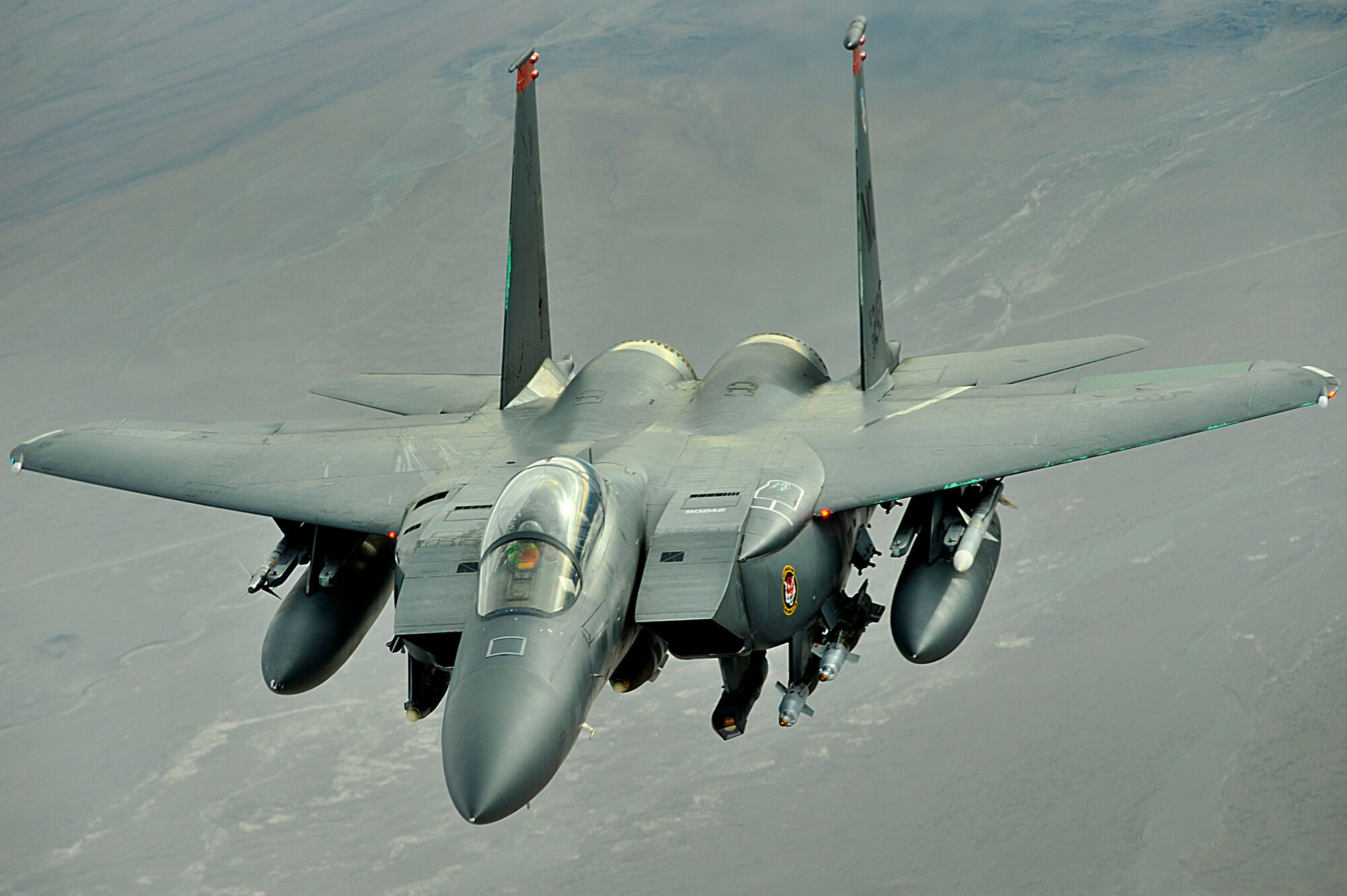 An F-15E Strike eagle conducts a mission over Afghanistan on Nov. 7. The F-15E Strike Eagle is a dual-role fighter designed to perform air-to-air and air-to-ground missions. An array of avionics and electronics systems gives the F-15E the capability to fight at low altitude, day or night, and in all weather. (U.S. Air Force photo/Staff Sgt. Aaron Allmon)  

