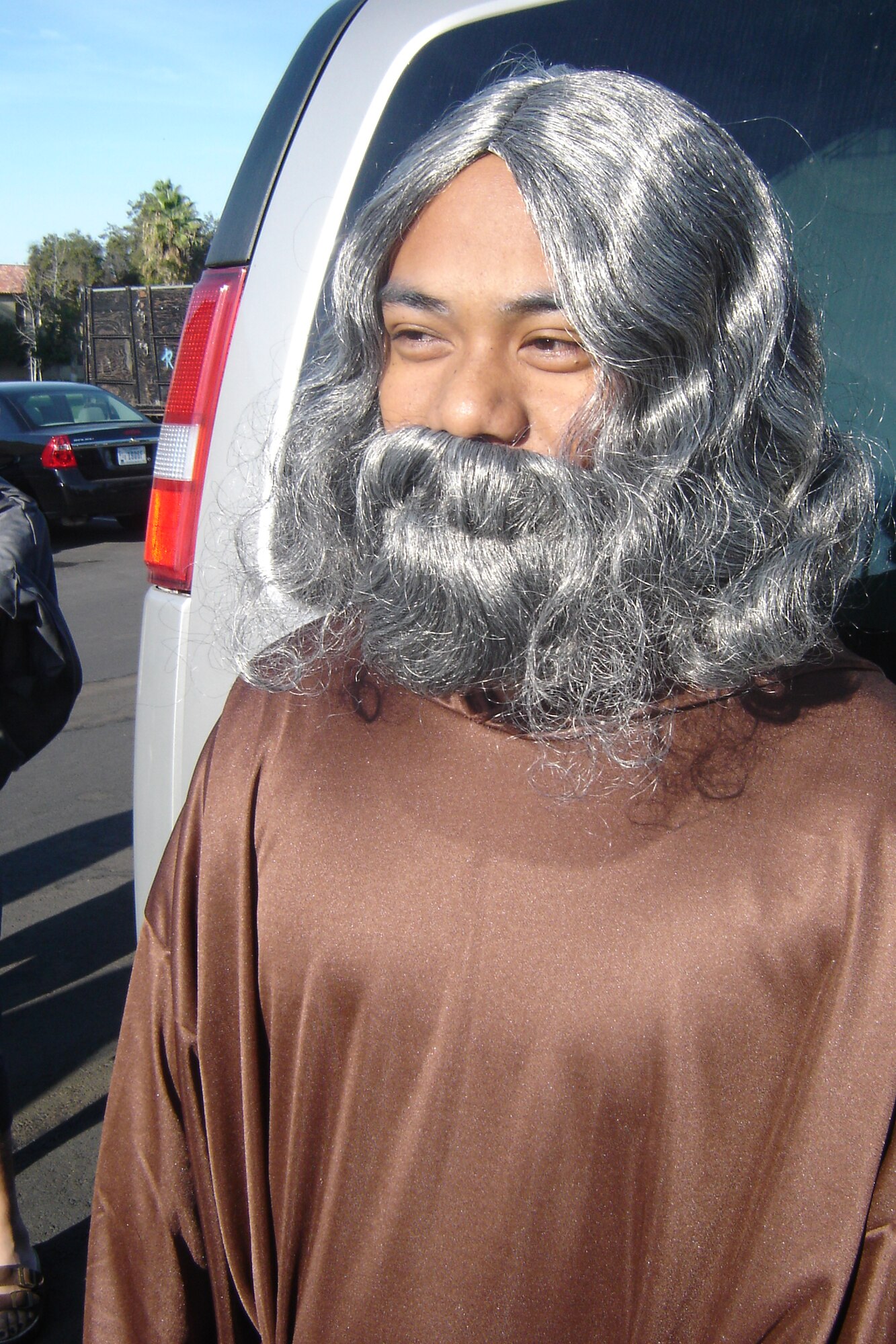 Marine Sgt. Oscar Calinaya, Recruiting Sub-Station Moreno Valley, costumes as a “Moses” Nov. 30, at an RS San Diego recruiters meeting at the Cultural Resources Center at March ARB. Marines were asked by their commanders to dress up in the Halloween costume of their choice for this regular meeting at March. (U.S. Air Force photo by Will Alexander)   

