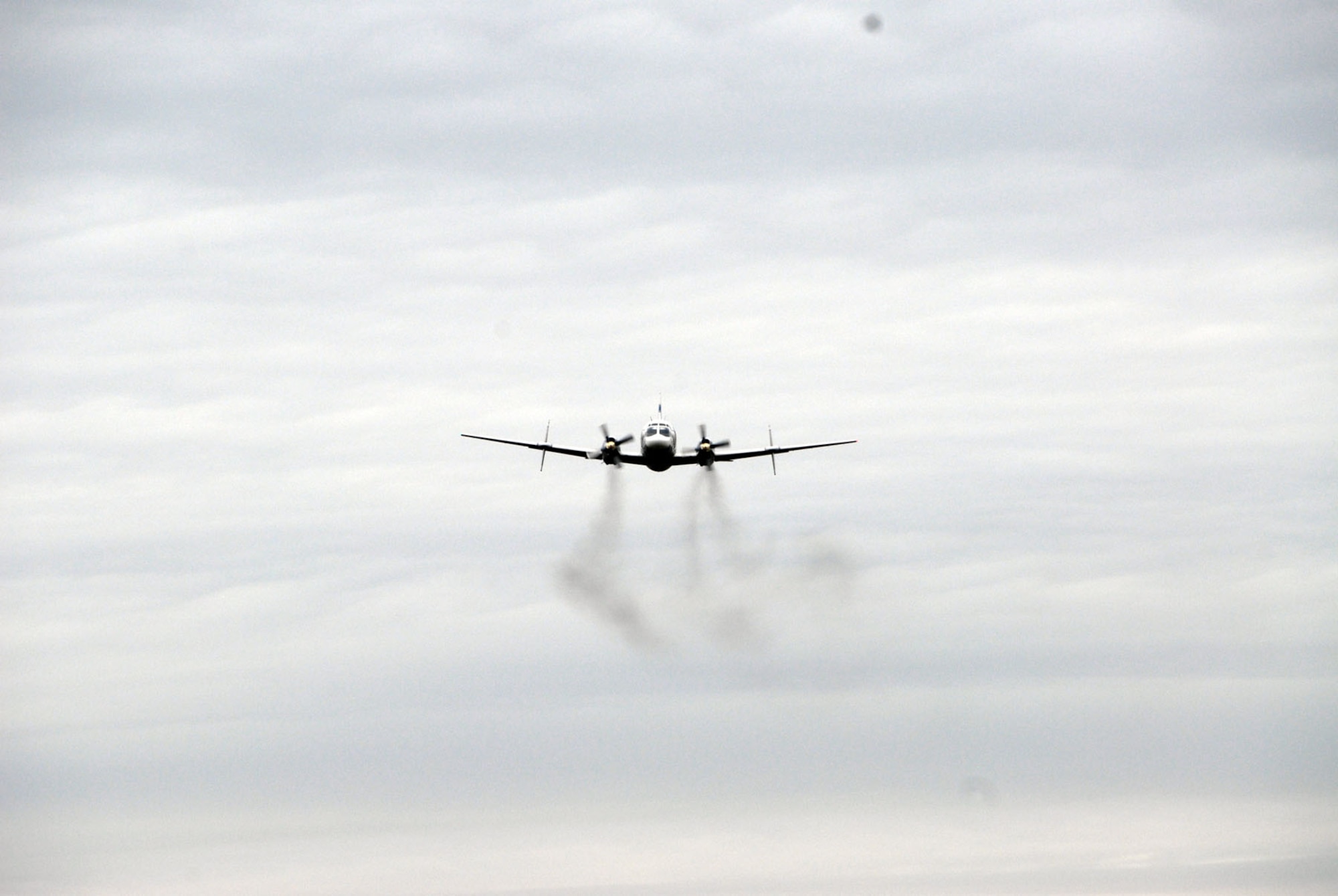 DAYTON, Ohio - The Convair NC-131H Total In-Flight Simulator (TIFS), a very unique aircraft created to perform research for the U.S. Air Force, flies over the National Museum of the U.S. Air Force just before landing on Nov. 7, 2008. (U.S. Air Force photo)