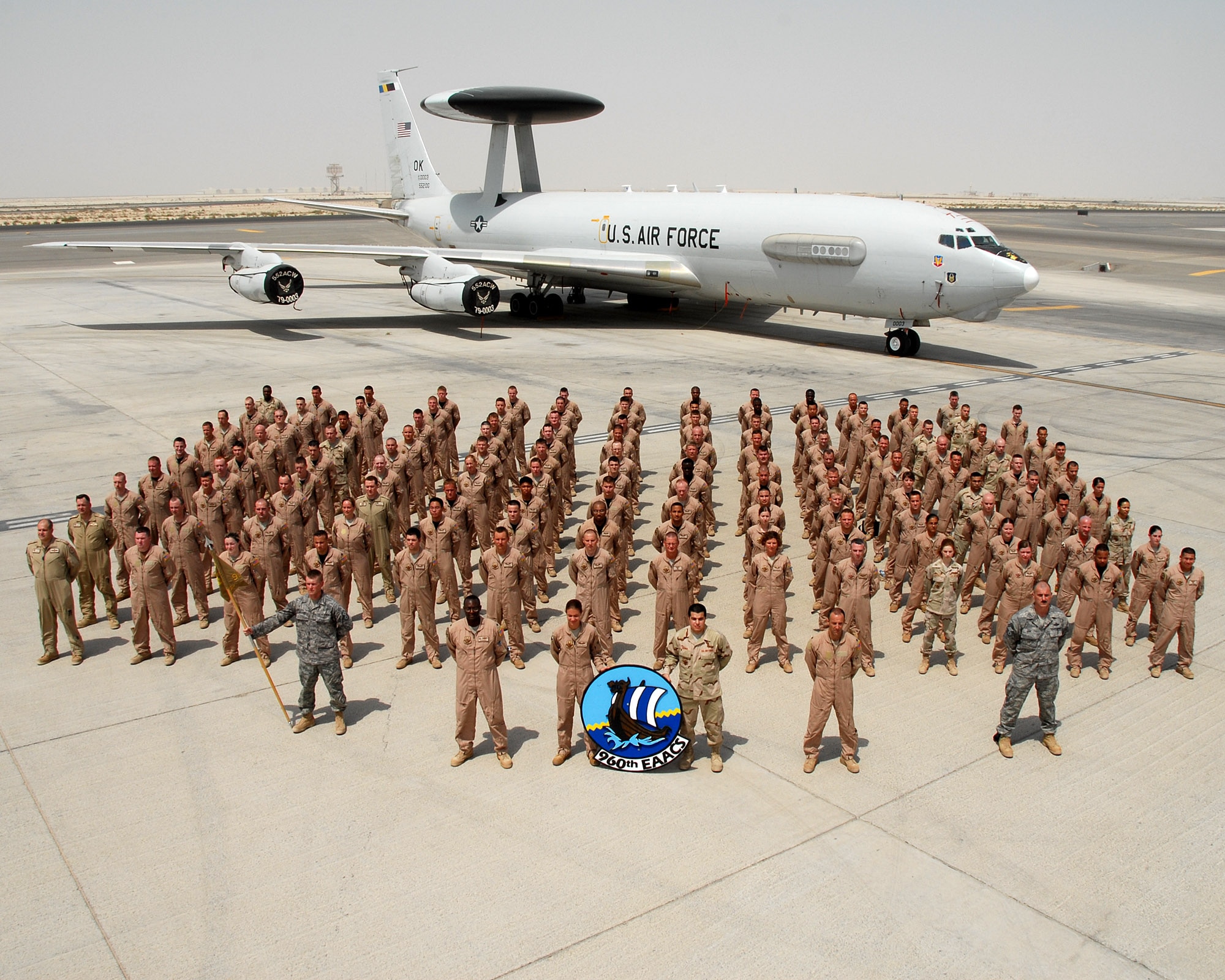 The 960th Expeditionary Airborne Air Control Squadron, led by Lt. Col. Lawrence Brundidge. Photo courtesy of 380 AEW/PA.