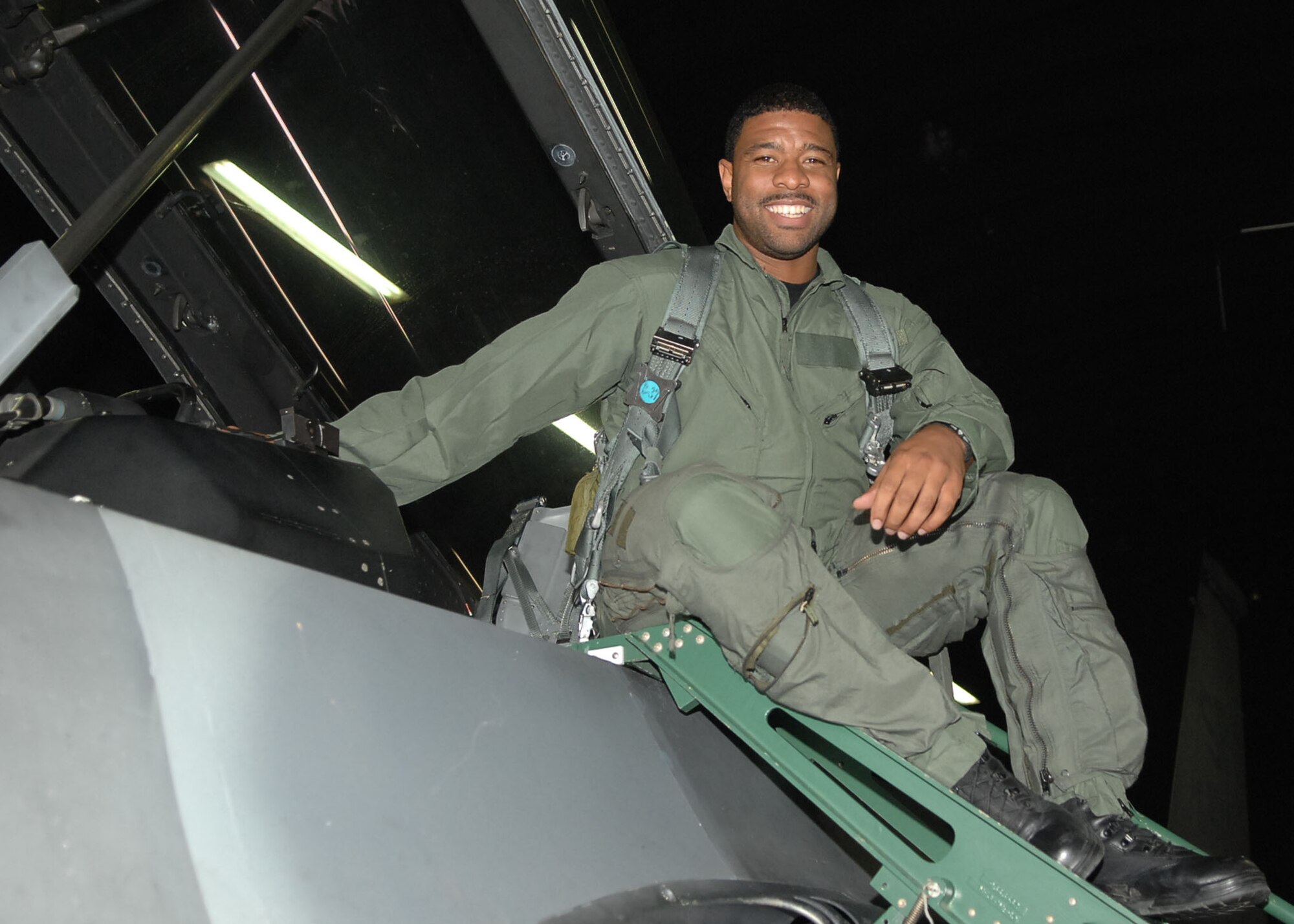 SPANGDAHLEM AIR BASE, Germany – Master Sgt. Marcus Wells, 52nd Aircraft Maintenance Squadron, received an incentive flight on an F-16 Fighting Falcon Nov. 6 at Spangdahlem Air Base.  Sergeant Wells earned his incentive flight for his selection as the U.S. Air Forces in Europe Armament Manager of the quarter. (U.S. Air Force photo by Airman 1st Class Nicholas Wilson)