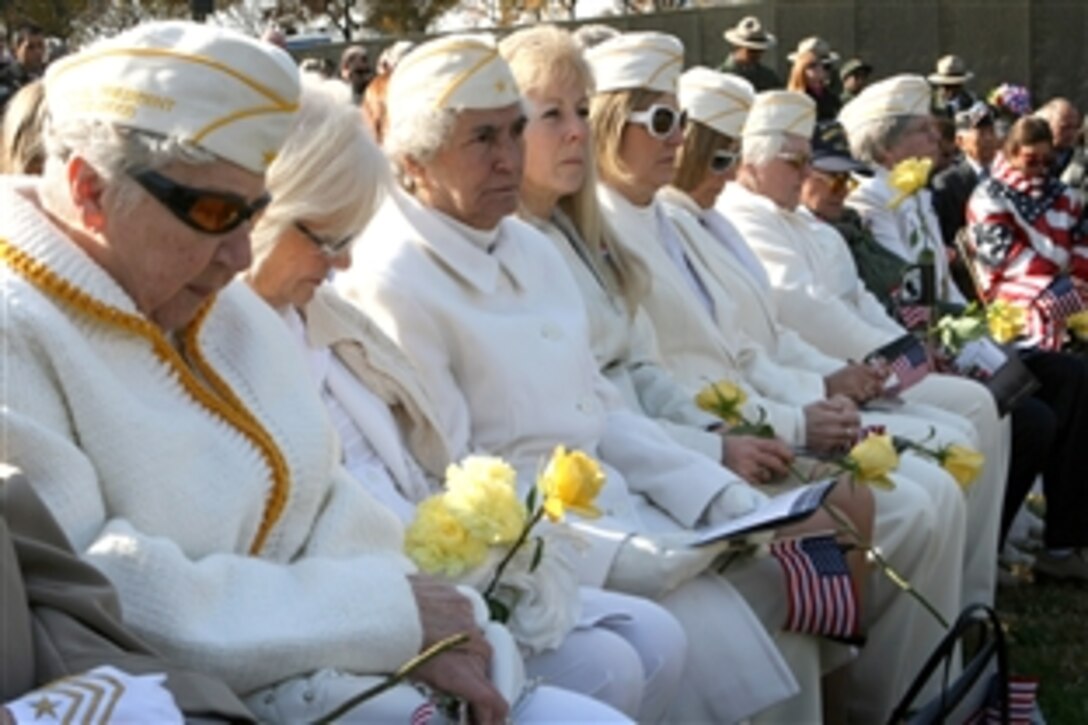 Gold Star Mothers, who suffered the loss of a son or daughter killed while serving in the military,  joined thousands at the Vietnam War Memorial in Washington, D.C., for a Veterans Day ceremony and the 15th Anniversary Commemoration of the Vietnam Women's Memorial, Nov. 11, 2008.