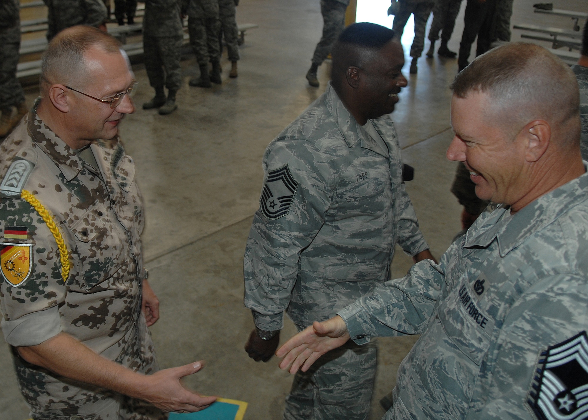 Several Chief Master Sergeants and squadron commanders from around the wing came to show their support for Senior Master Sgt. David Martin, 49th Material Maintenance Group, for his promotion to Chief Master Sergeant, Nov. 11, at Holloman Air Force Base, N.M. The Air Force recently announced the names of 520 Senior Master Sergeants who were selected for promotion to Chief Master Sergeant. (U.S. Air Force photo/Senior Airman Anthony Nelson)