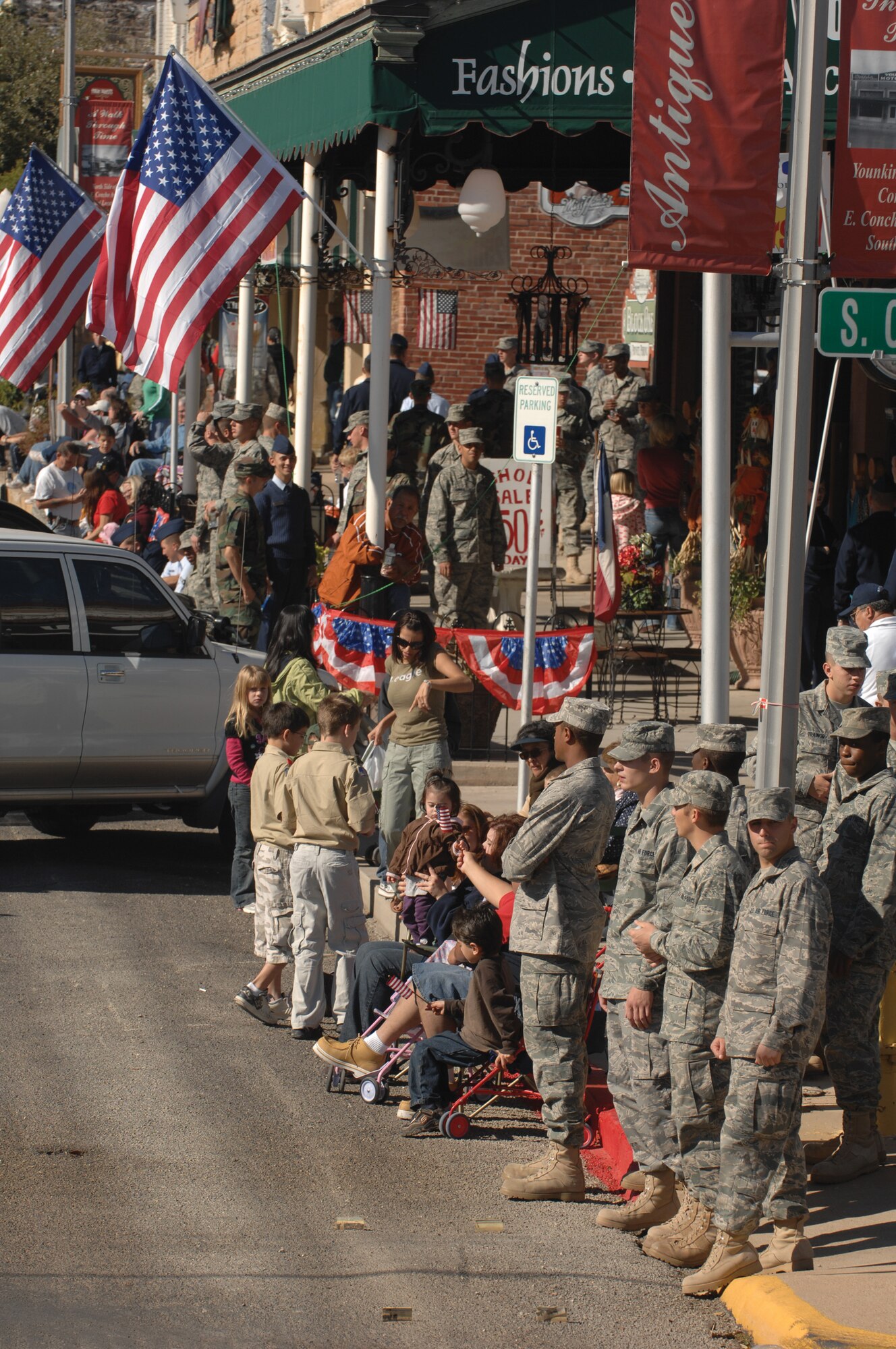 Airmen, Soldiers, Sailors, Marines and civilians from all over San Angelo turned out to see the Veterans Day Parade Nov. 8 and honor the veterans of the United States Armed Services. (U.S. Air Force photo by Tech. Sgt. John Barton)