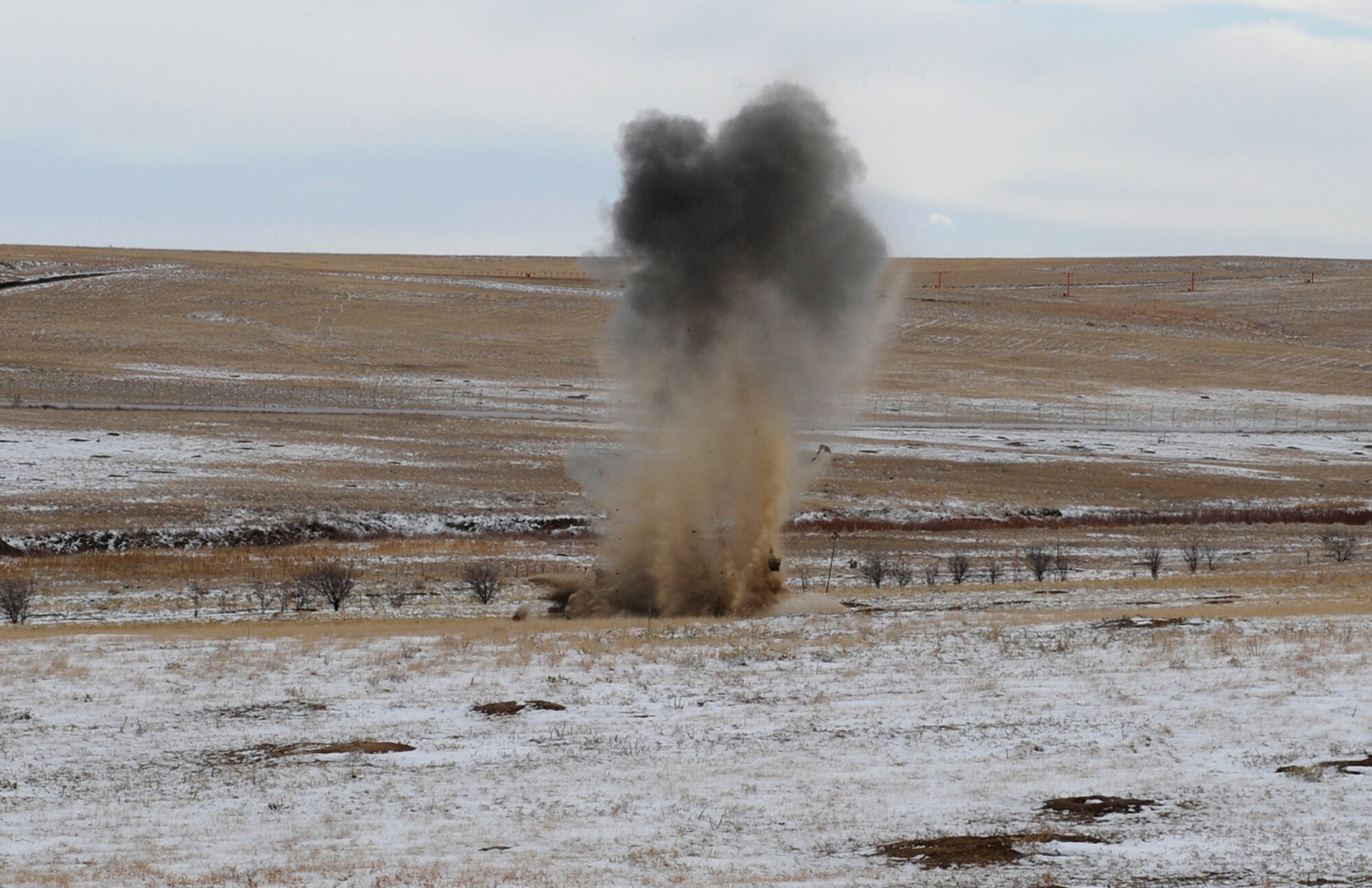 BUCKLEY AIR FORCE BASE, Colo. -- Members of the 140th Civil Engineer Squadron Explosive Ordnance Disposal team detonated several sticks of unstable dynamite here, Nov. 14. (U.S. Air Force photo by Senior Airman Steve Czyz)