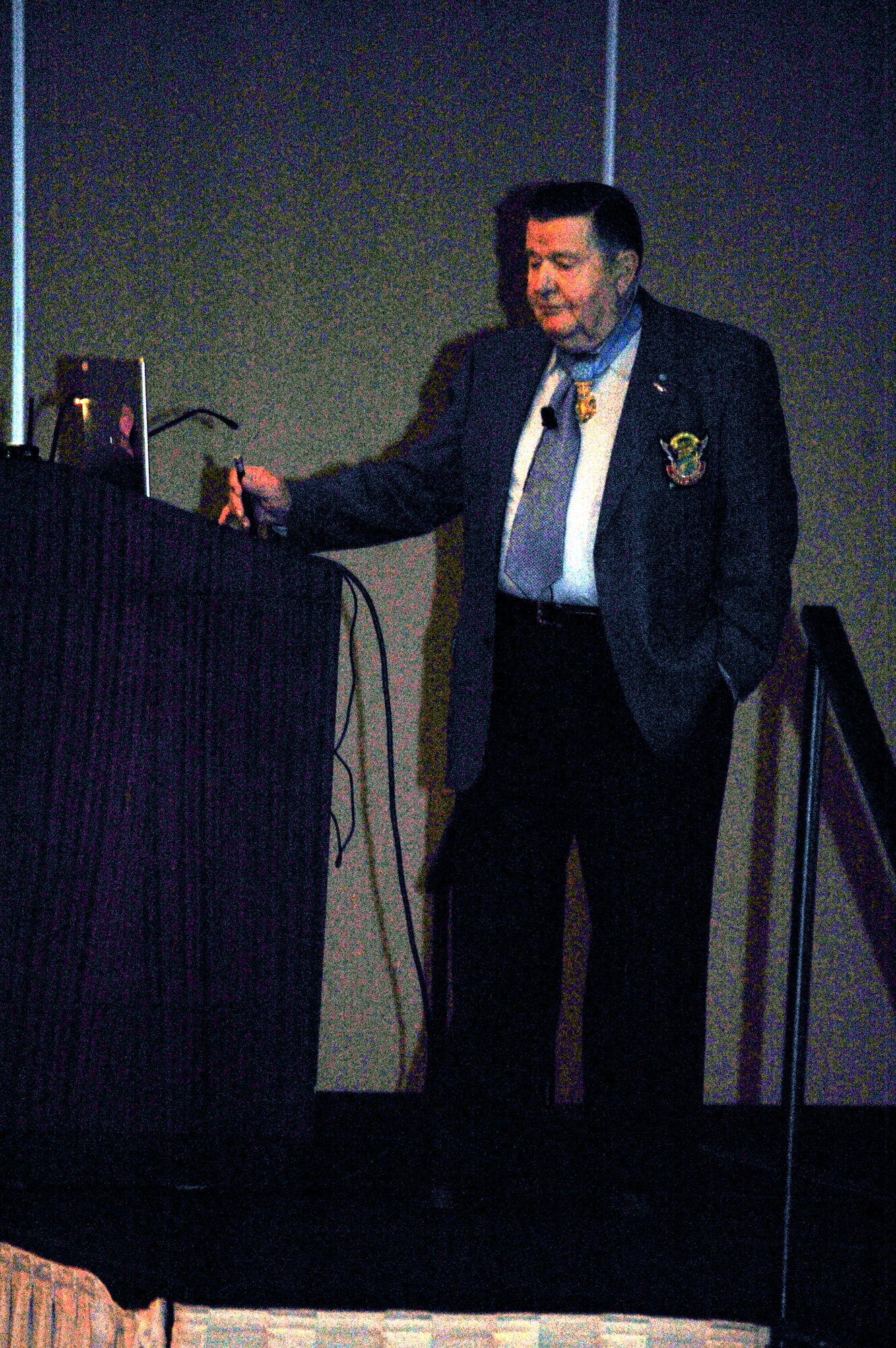 Retired Col. Joe Jackson, a Medal of Honor winner from the Vietnam War, gives a seminar entitled "Medal of Honor Flight" during the 2008 Airlift/Tanker Association convention Nov. 7 in Anaheim, Calif.  Colonel Jackson is the only living air mobility Medal of Honor recipient. On Mother's Day, May 12, 1968, Colonel Jackson successfully evacuated a three-man combat control team from a forward operating base in Vietnam that was under heavy enemy fire.  Colonel Jackson flew a C-123 during the rescue.  (U.S. Air Force Photo/Tech. Sgt. Scott T. Sturkol)