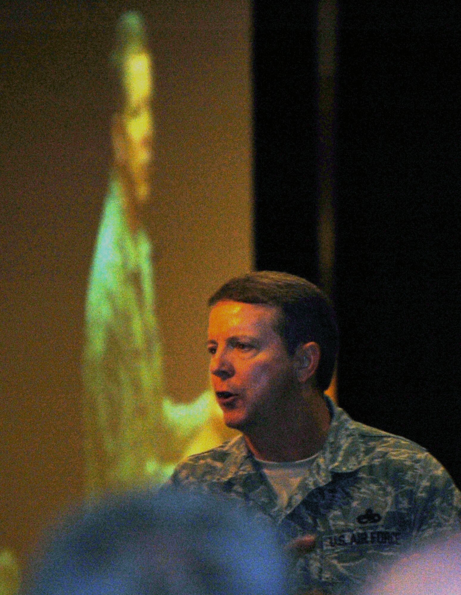 Chief Master Sgt. of the Air Force Rodney J. McKinley talks to several hundred attendees to the 2008 Airlift/Tanker Association convention Nov. 7 in Anaheim, Calif.  Chief McKinley hit on numerous issues across the Air Force and noted that everywhere he goes the "thing that amazes me is our Airmen." (U.S. Air Force Photo/Tech. Sgt. Scott T. Sturkol)